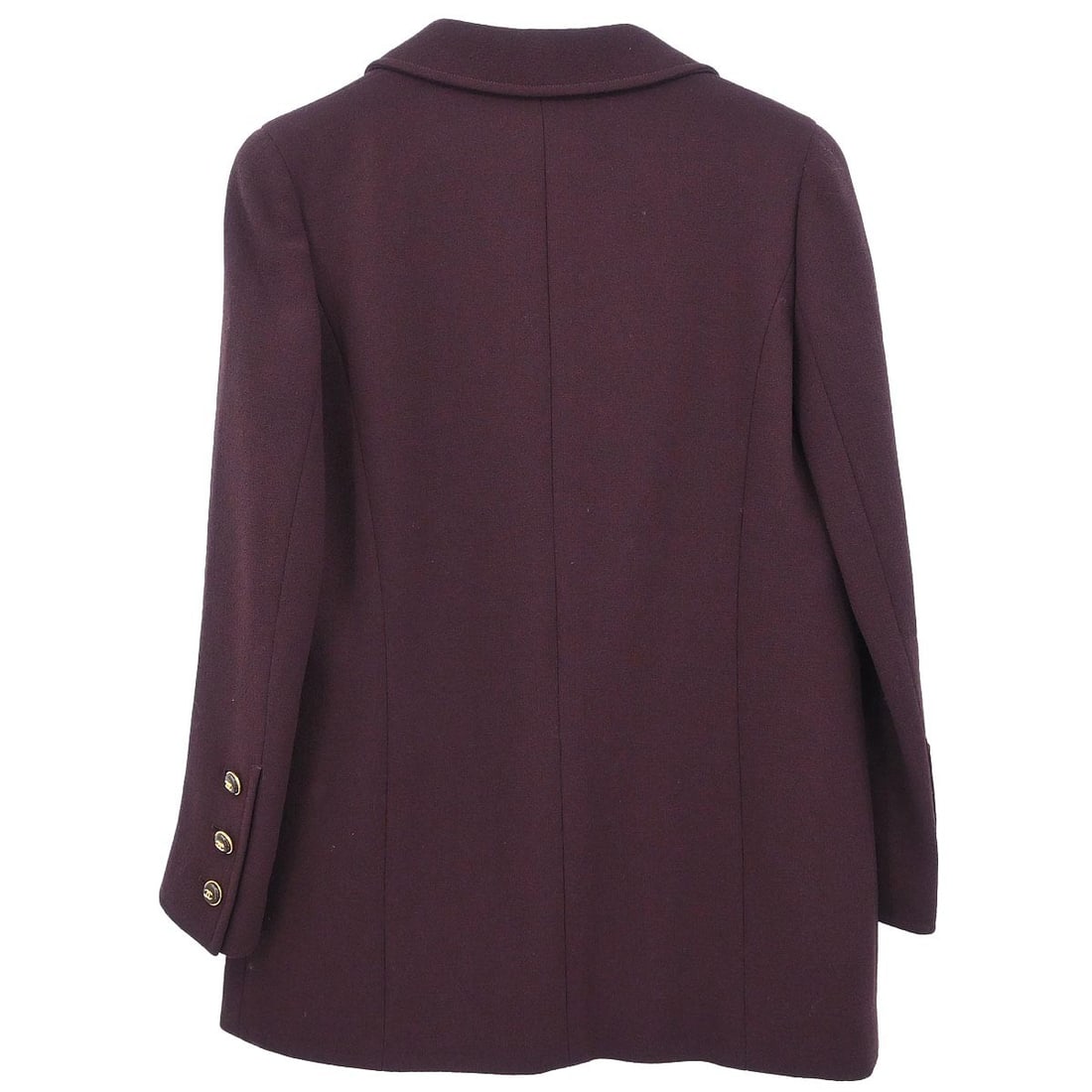 Chanel Bordeaux Wool Collared Button Jacket Size 40 - 2