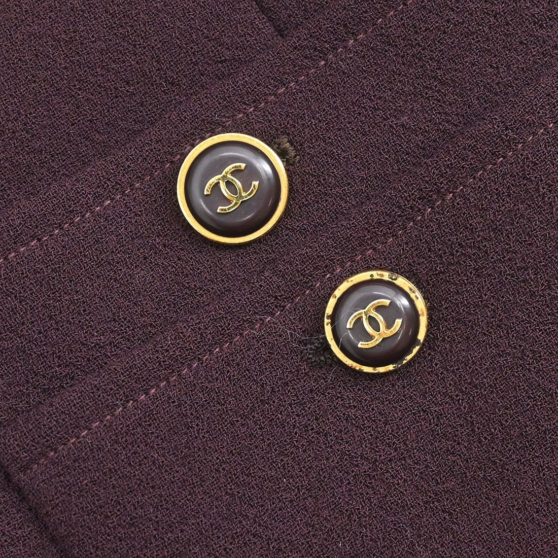 Chanel Bordeaux Wool Collared Button Jacket Size 40 - 3