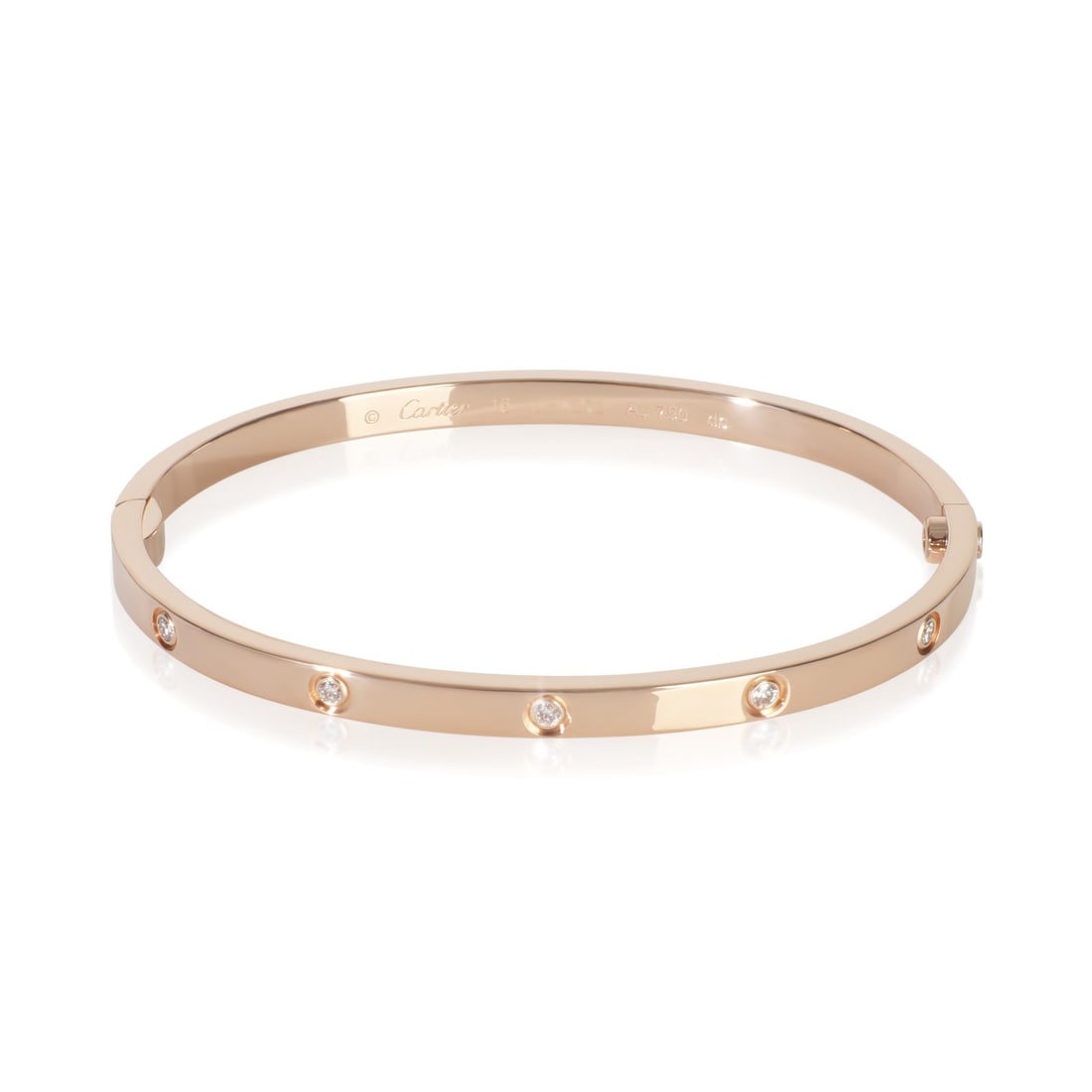 Cartier 18k Rose Gold Diamond Small Love Bracelet with Box: Cartier 18k Rose Gold Diamond Small Love Bracelet with Box This exquisite Cartier Rose Gold Diamond Small Model Love Bracelet is designed in a stunning round brilliant shape, showcasing a total diamon
