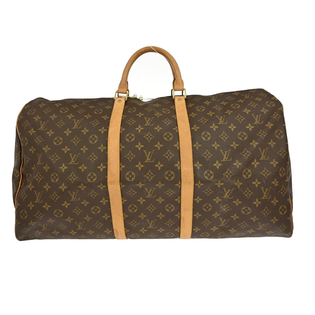 Louis Vuitton Keepall 60 Monogram Extra Large Canvas Travel Duffle Bag M41422: Louis Vuitton Keepall 60 Monogram Extra Large Canvas Travel Duffle Bag M41422 The Louis Vuitton Keepall 60 Travel Handbag features the iconic monogram canvas with leather trim and double beige leather