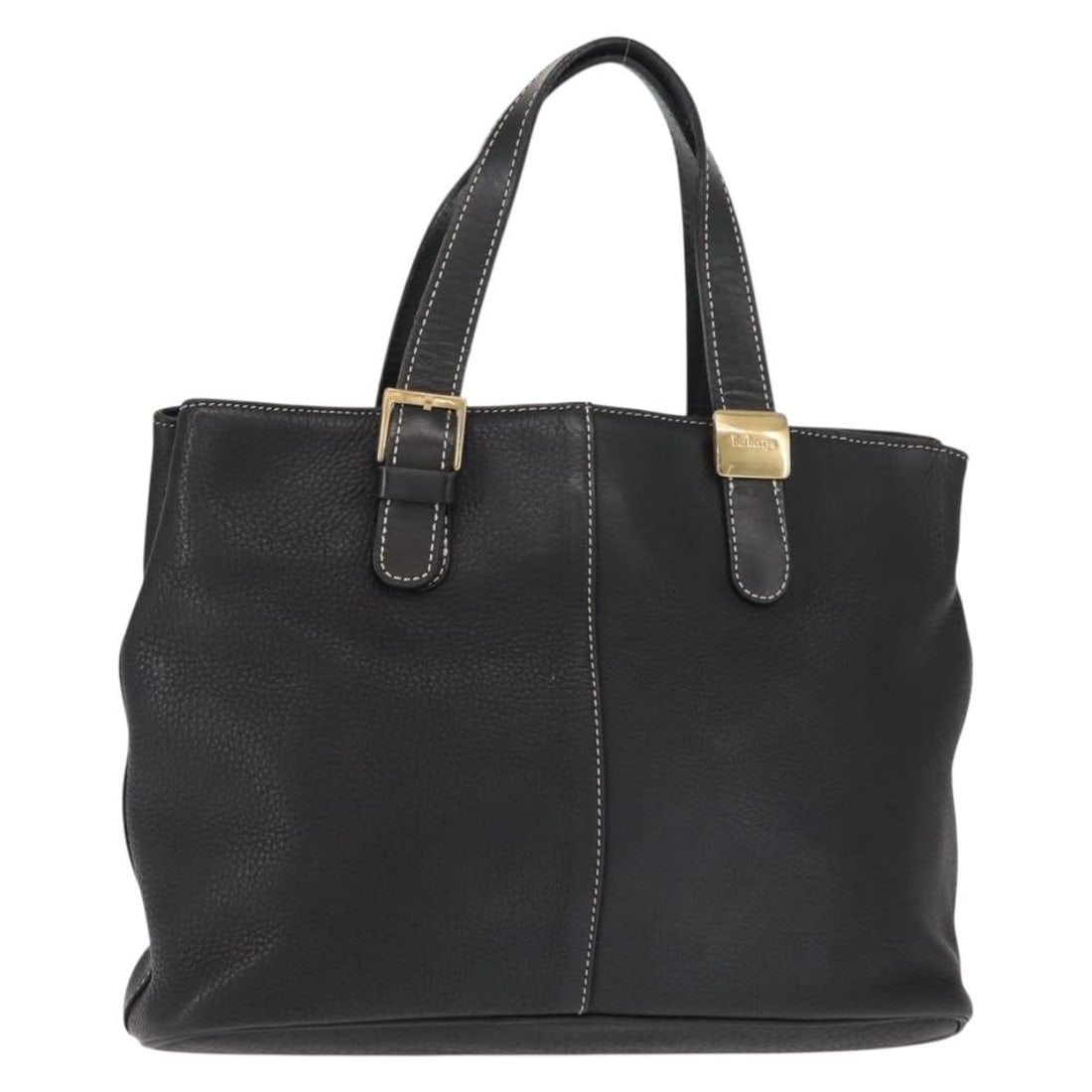 Black Leather Vintage Burberry Handbag for Women: Black Leather Vintage Burberry Handbag for Women This Burberry vintage handbag is crafted from black leather and designed for women. It features a structured silhouette with metal fittings and offers