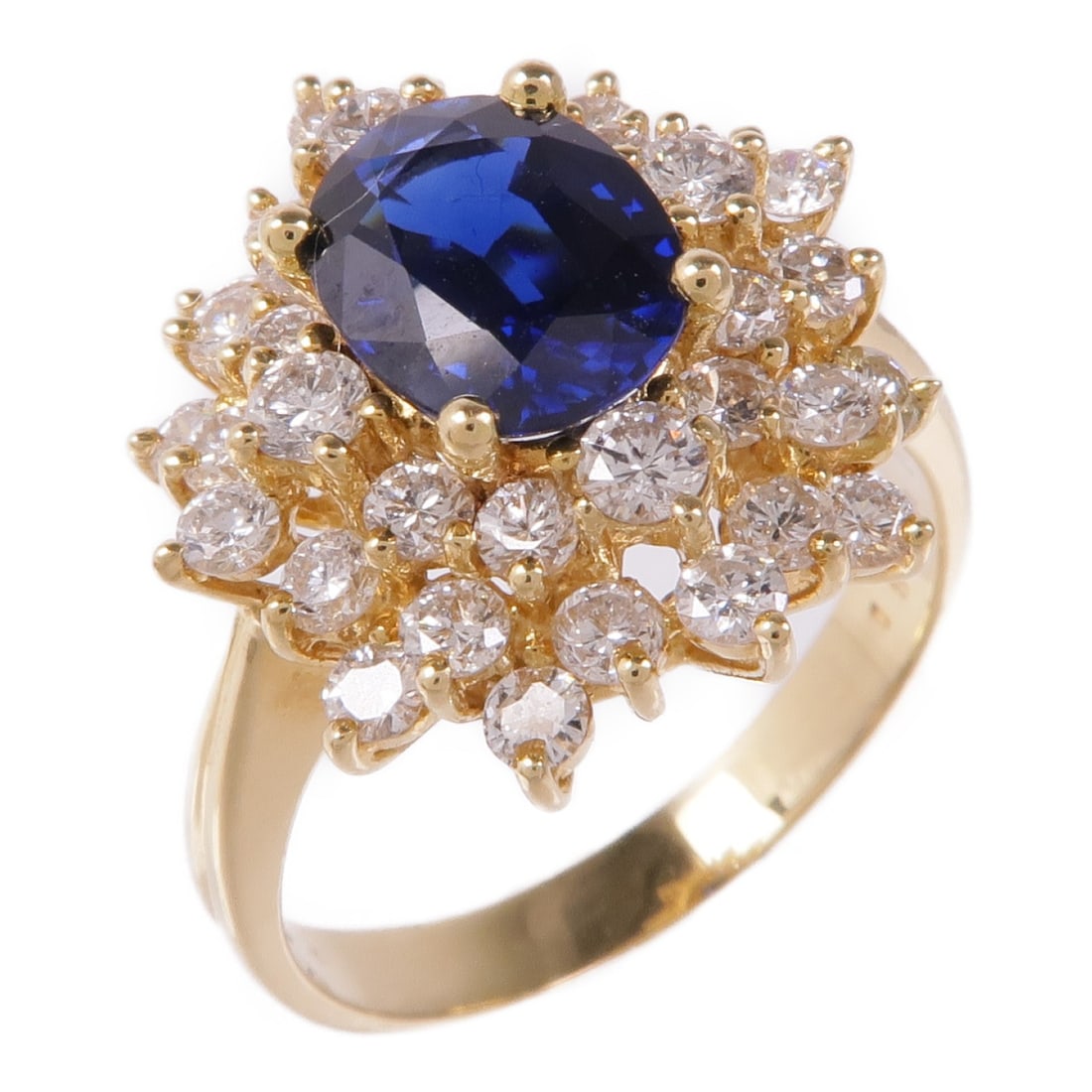 18K Yellow Gold Sapphire Ring Size 9 Jewelry (1 of 8)