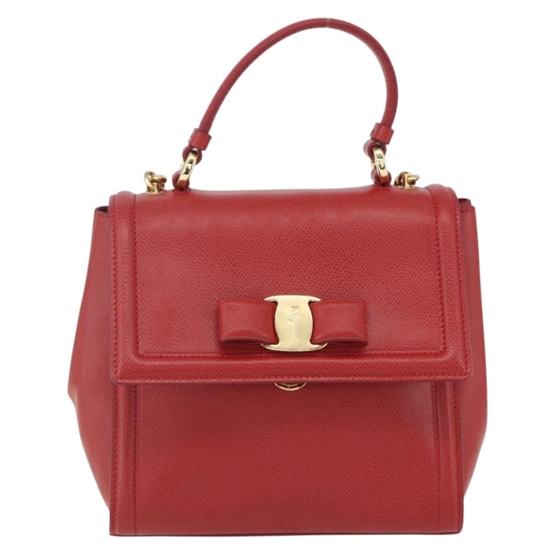 Red Leather Vala Shoulder Bag by Salvatore Ferragamo 18cm by 17cm by 10cm (1 of 18)