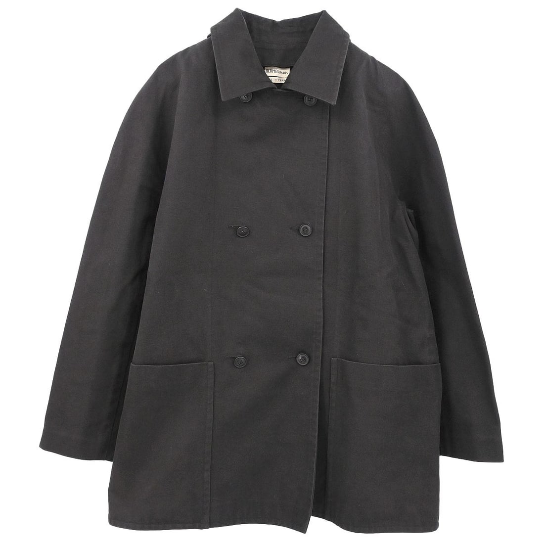 Hermes Black Cotton Double Breasted Mid-Length Jacket Size 40 (1 of 11)