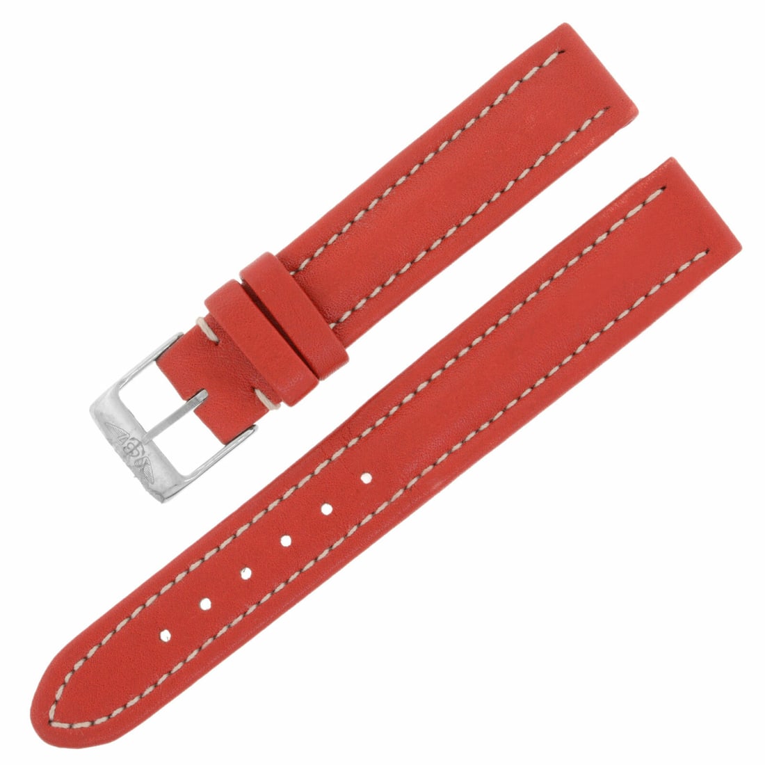 Breitling 130X Red Leather Watch Band 15mm with Tang Buckle: Breitling 130X Red Leather Watch Band 15mm with Tang Buckle Introducing the Breitling 130X 15-14mm genuine leather watch band in a striking red color. This authentic watch band is designed to fit the