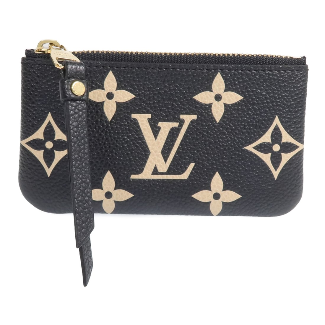 Black Monogram Empreinte Calfskin Key Holder Pouch by Louis Vuitton M80885: Black Monogram Empreinte Calfskin Key Holder Pouch by Louis Vuitton M80885 This Louis Vuitton key pouch is crafted from black Monogram Empreinte calfskin leather and features gold-tone hardware. Made