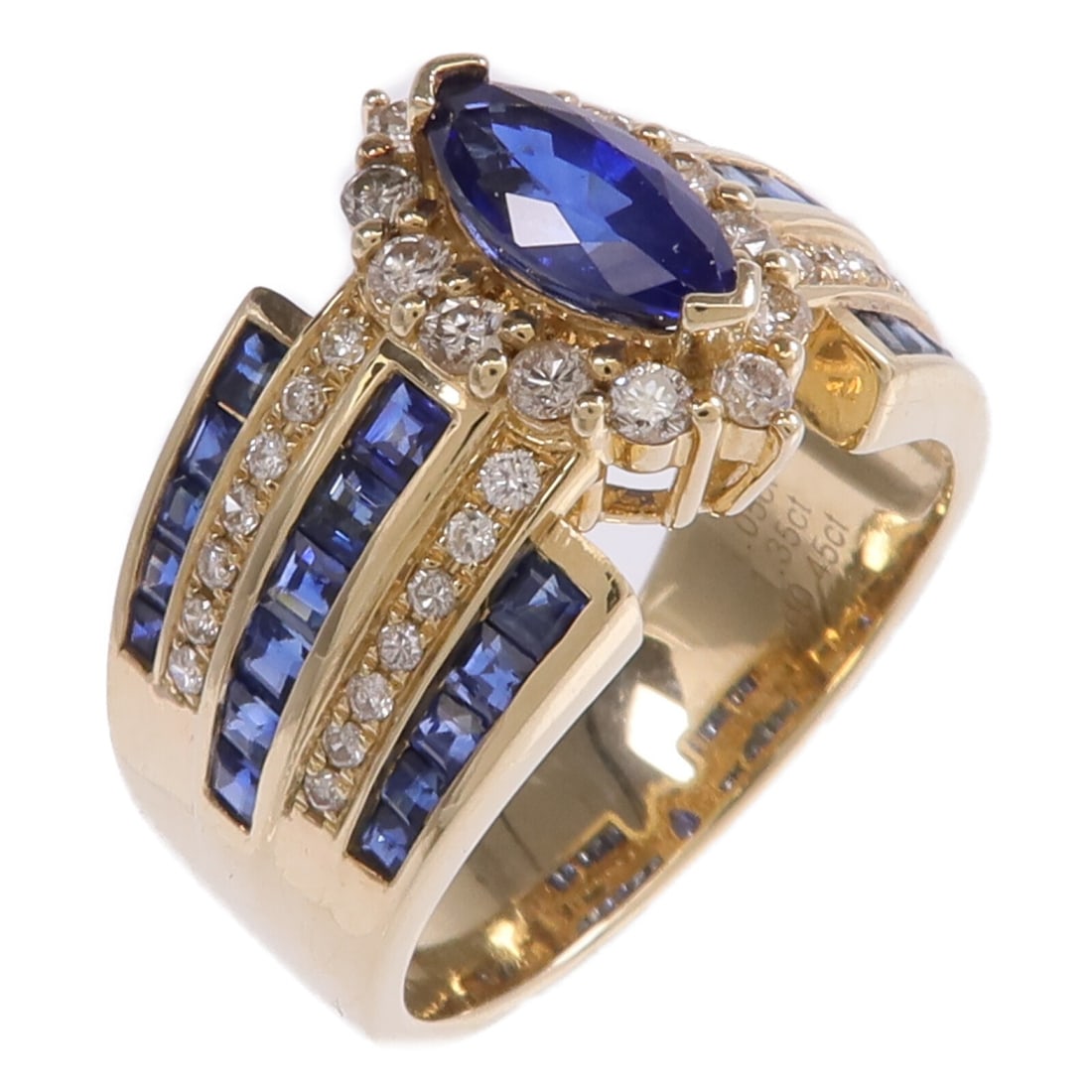 Sapphire and Diamond 14K Yellow Gold Ring Size 7.5 (1 of 10)