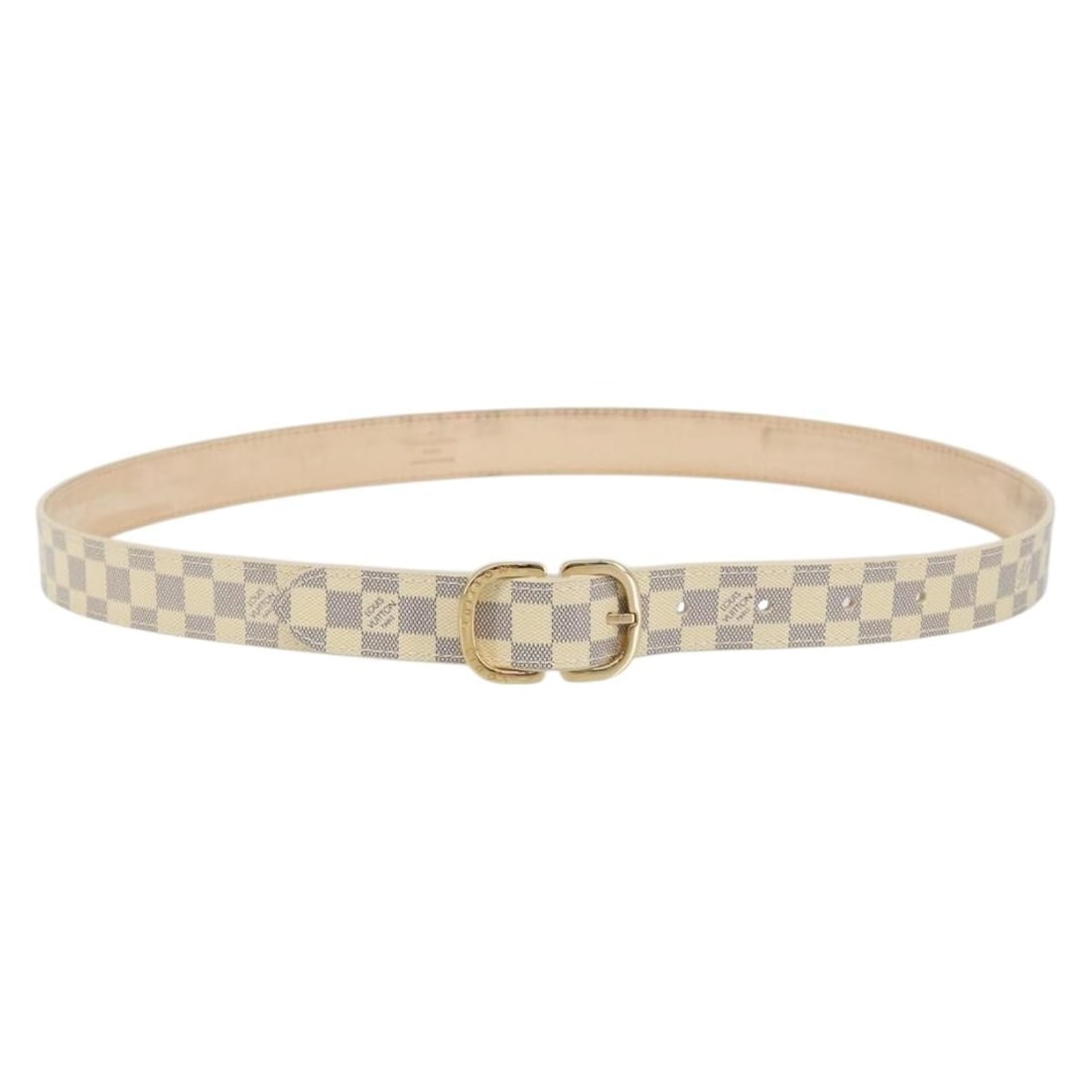 LOUIS VUITTON Damier Azur Mini Belt M9782 Auth 38.6in: LOUIS VUITTON Damier Azur Mini Belt M9782 Auth 38.6in This exquisite LOUIS VUITTON Damier Azur Mini Belt is a stylish accessory crafted from high-quality Damier Azur Canvas. With a total length of app