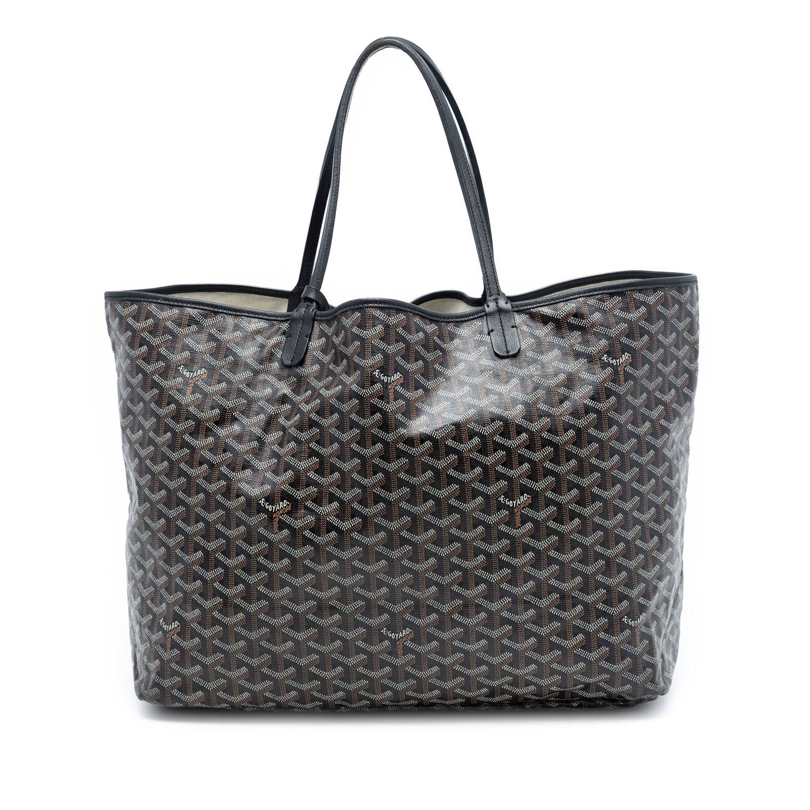 Goyard Saint Louis GM Black Coated Canvas Tote Bag: Goyard Saint Louis GM Black Coated Canvas Tote Bag This Goyardine Saint Louis GM features a coated canvas body with flat leather handles and an open top. The bag is crafted in France and comes in blac
