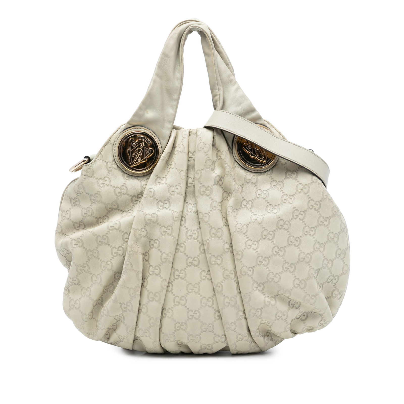 Gucci Hysteria Medium White Leather Satchel with Detachable Strap: Gucci Hysteria Medium White Leather Satchel with Detachable Strap This Medium Guccissima Hysteria Satchel features a white leather body, flat handles, a detachable flat leather strap, an open top with