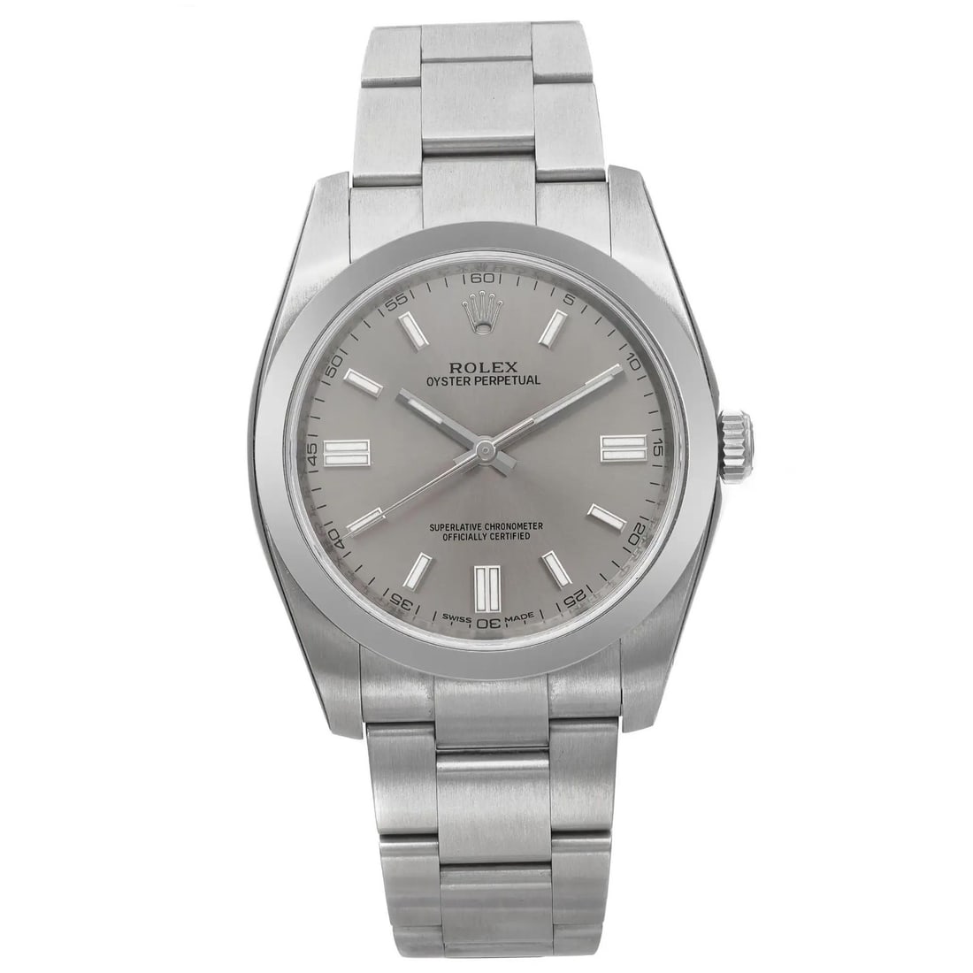 Rolex Oyster Perpetual 36mm Automatic Gray Dial Steel Watch 116000: Rolex Oyster Perpetual 36mm Automatic Gray Dial Steel Watch 116000 Experience the elegance of the Rolex Oyster Perpetual, a luxury wristwatch that combines sophisticated design with precise performanc