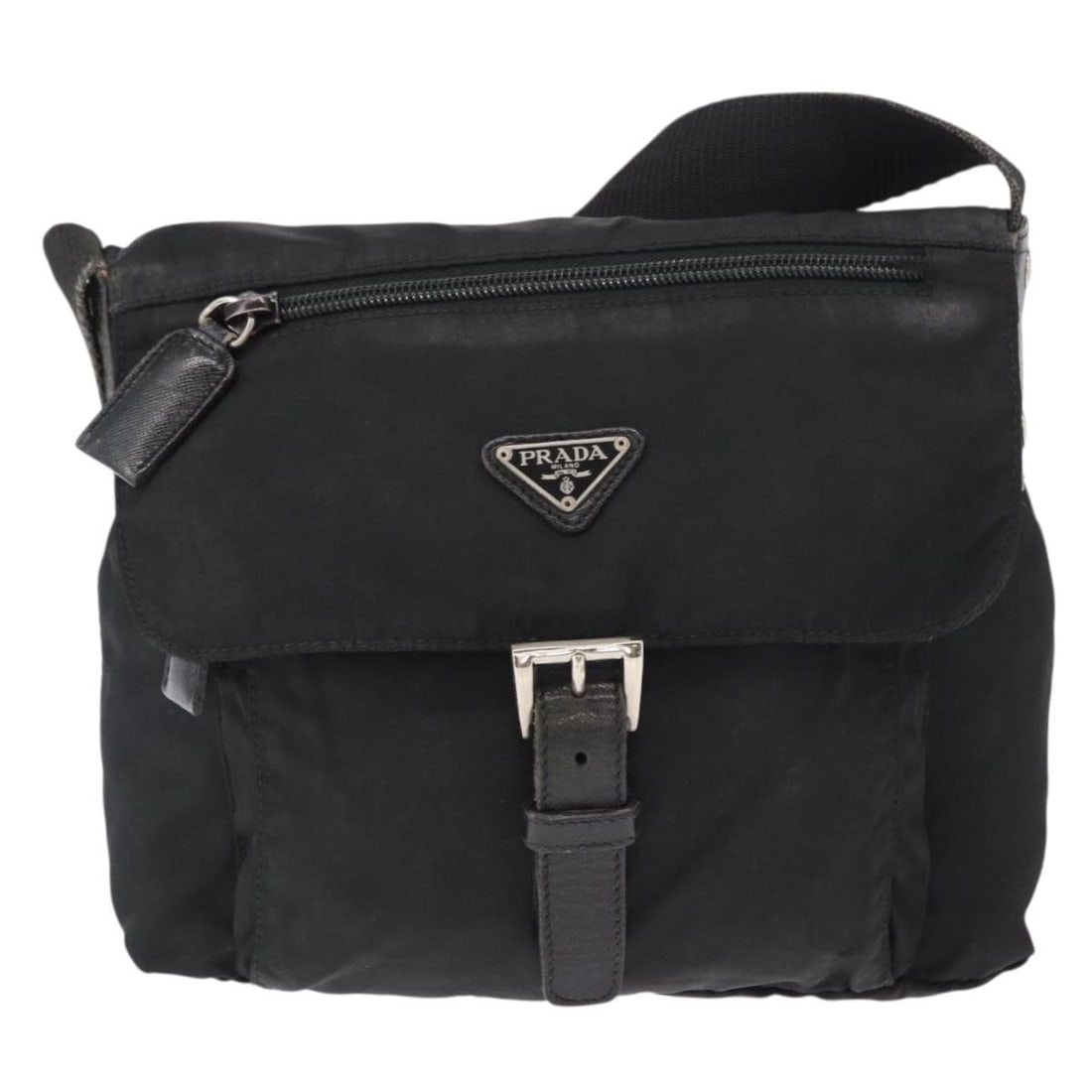 Black Nylon Messenger Bag by Prada with Buckle Closure (1 of 18)