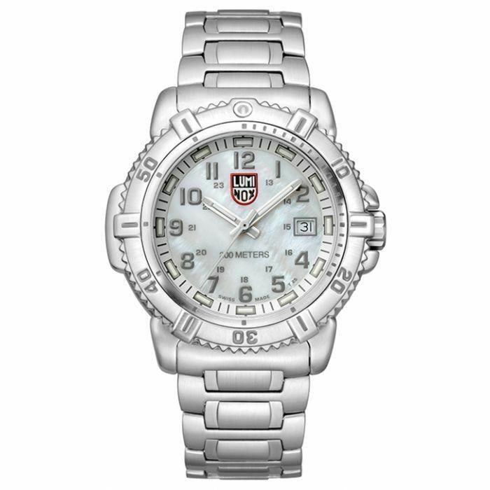 Luminox Colormark 38mm Quartz Unisex Watch White MOP Dial Gray Bezel: Luminox Colormark 38mm Quartz Unisex Watch White MOP Dial Gray Bezel Introducing the Luminox Colormark wristwatch, a stylish and functional timepiece perfect for both casual and formal occasions. This