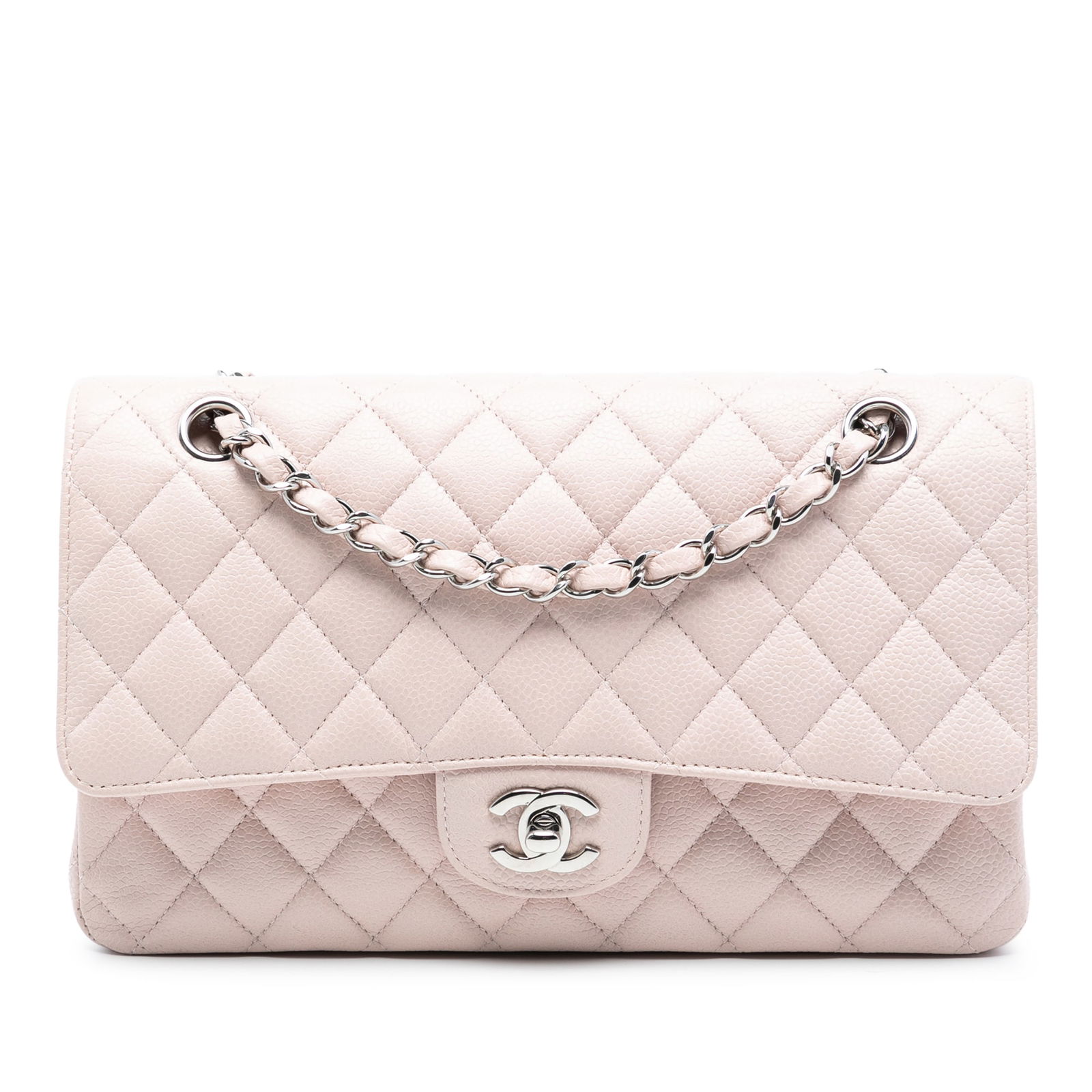 Pink Chanel Medium Classic Double Flap Caviar Leather Shoulder Bag (1 of 8)