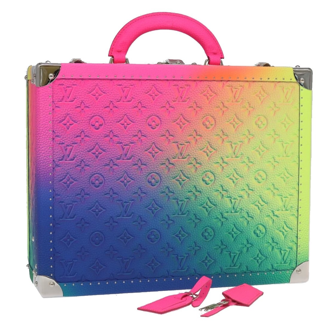 Louis Vuitton Taurillon Illusion Cotoville 40 Multicolor Trunk M20477 Auth: Louis Vuitton Taurillon Illusion Cotoville 40 Multicolor Trunk M20477 Auth Introducing the LOUIS VUITTON Taurillon Illusion Cotoville 40 Trunk, a stunning accessory that combines luxury with functiona