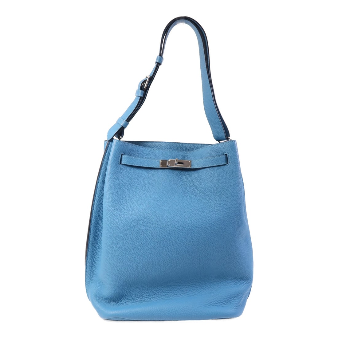 Hermes So Kelly 26 Turquoise Clemence Leather Shoulder Bag Palladium Hardware (1 of 13)