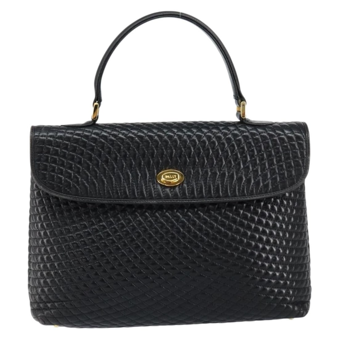 Bally Black Quilted Leather Vintage Women's Handbag Italy: Bally Black Quilted Leather Vintage Women's Handbag Italy This Bally vintage handbag features a quilted leather exterior in black, designed for female use. The bag was crafted in Italy and shows signs