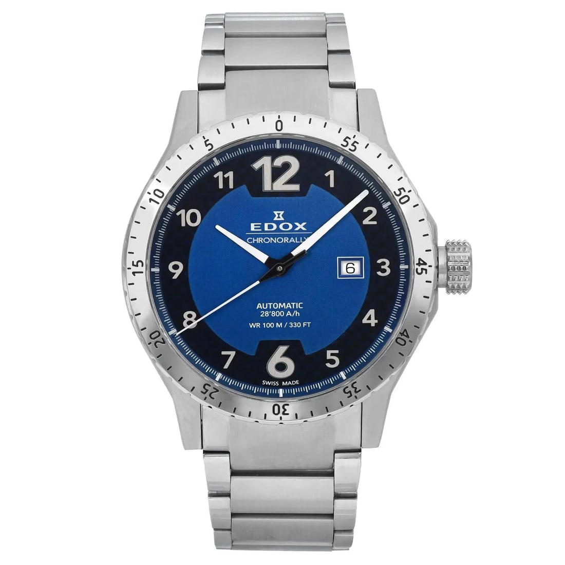 Edox Chronorally 1 Automatic 45mm Blue Dial Men's Watch 80094-3NM-BU1: Edox Chronorally 1 Automatic 45mm Blue Dial Men's Watch 80094-3NM-BU1 Discover the Edox Chronorally 1, a striking automatic wristwatch designed for men. This timepiece features a bold 45mm stainless s