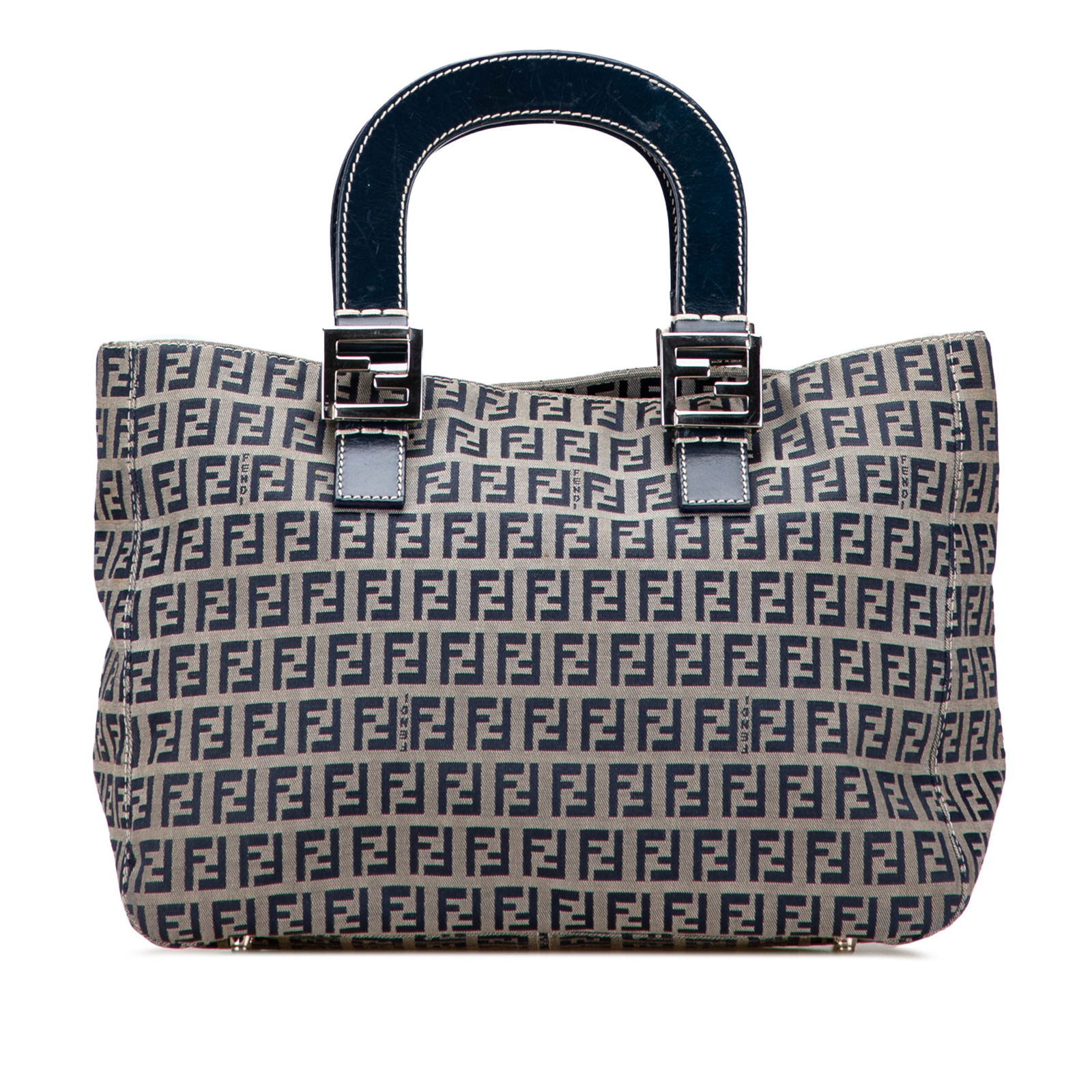 Fendi Small Zucchino Canvas Twins Tote Gray Fabric Bag: Fendi Small Zucchino Canvas Twins Tote Gray Fabric Bag This Fendi Small Zucchino Canvas Twins Tote is a stylish and versatile accessory crafted from durable canvas with elegant leather trim. It featur