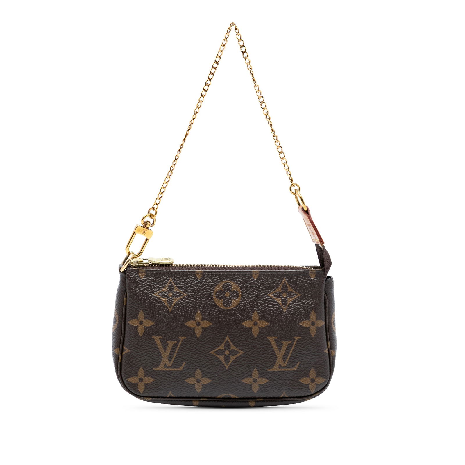 Louis Vuitton Monogram Mini Pochette Accessoires Brown Fabric Bag: Louis Vuitton Monogram Mini Pochette Accessoires Brown Fabric Bag The Louis Vuitton Monogram Mini Pochette Accessoires is a stylish and functional accessory crafted from durable monogram canvas. It fe