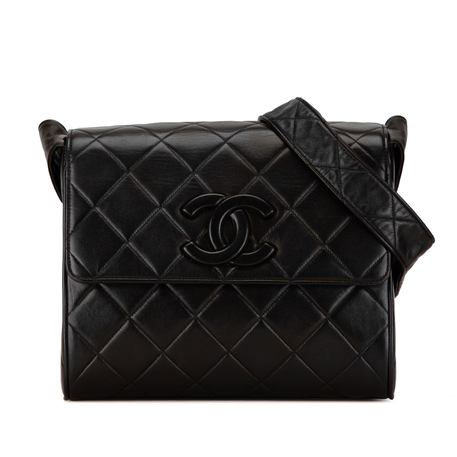Chanel CC Quilted Flap Bag Black Lambskin Leather with Dust Bag (1 of 12)
