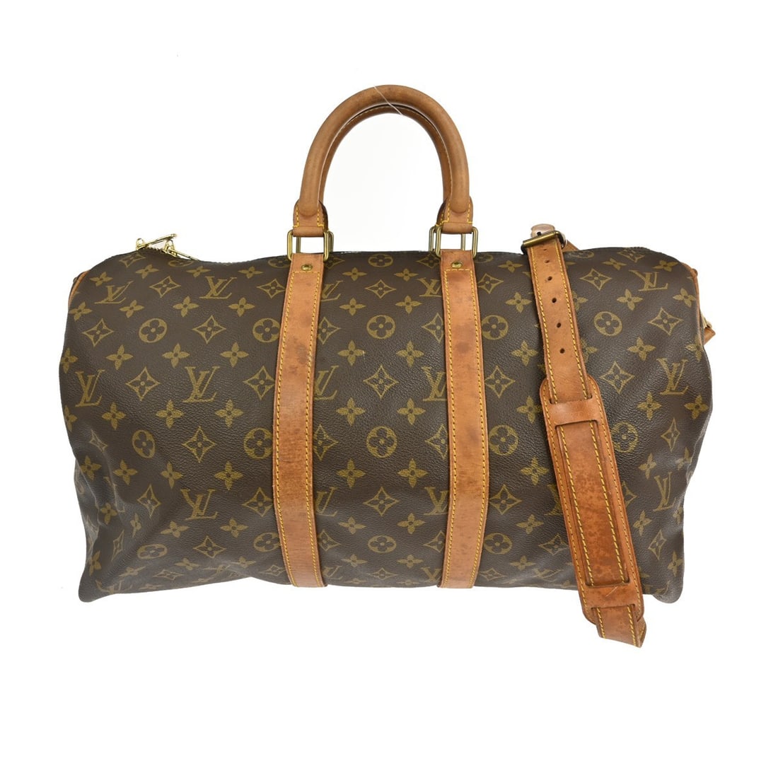 Louis Vuitton Monogram Canvas Keepall Bandouliere 45cm Travel Bag: Louis Vuitton Monogram Canvas Keepall Bandouliere 45cm Travel Bag Louis Vuitton Keepall Bandouliere is a unisex travel bag crafted from monogram canvas in brown. This used bag shows signs of wear incl
