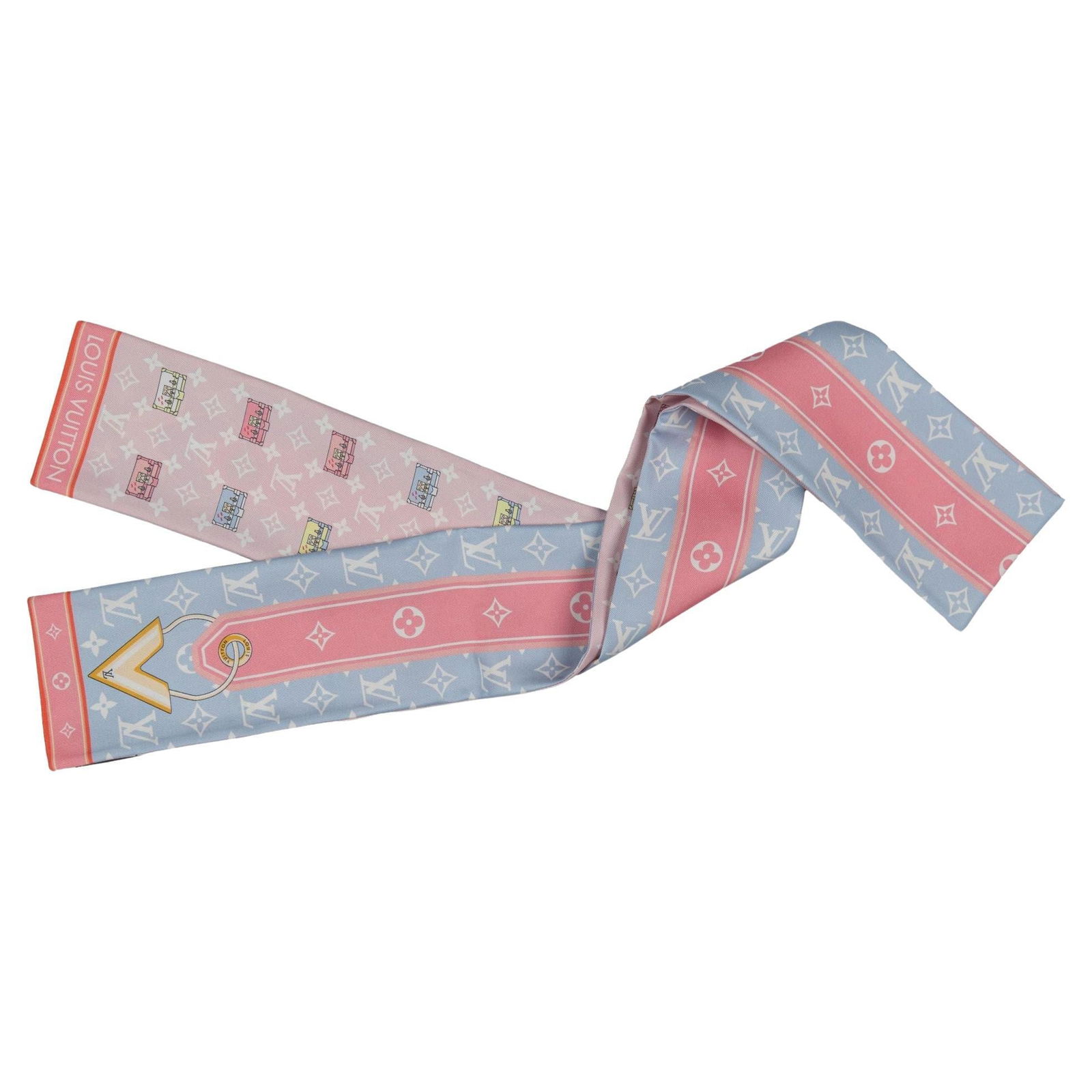 Louis Vuitton Mini Trunks Silk Bandeau 47 in Italy: Louis Vuitton Mini Trunks Silk Bandeau 47 in Italy Elevate your accessory collection with this exquisite Louis Vuitton Mini Trunks Silk Bandeau. This elegant bandeau features a unique design inspired