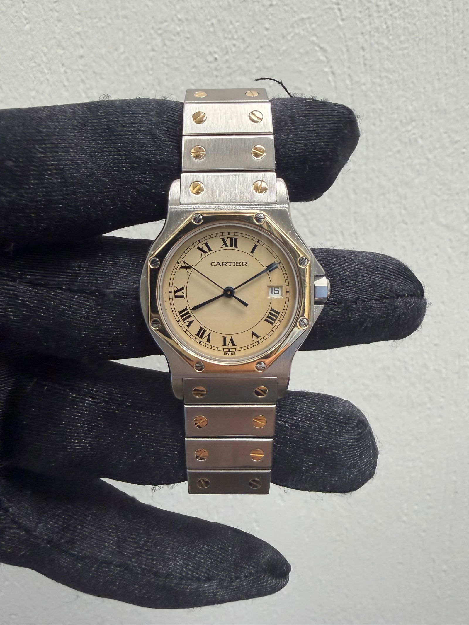 Cartier Santos Ref 187902 Octagonal Watch with Cream Roman Numeral Dial (1 of 4)