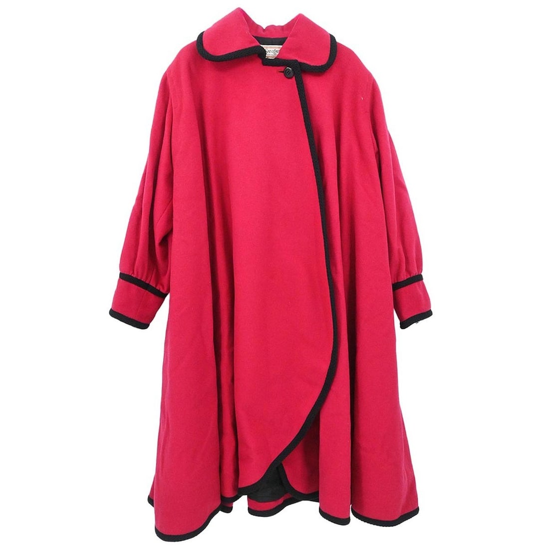 Yves Saint Laurent Red Wool Overcoat Long Sleeve Medium: Yves Saint Laurent Red Wool Overcoat Long Sleeve Medium This Yves Saint Laurent overcoat is crafted from 100% wool, featuring a long silhouette and long sleeves. Designed with button closures and butt