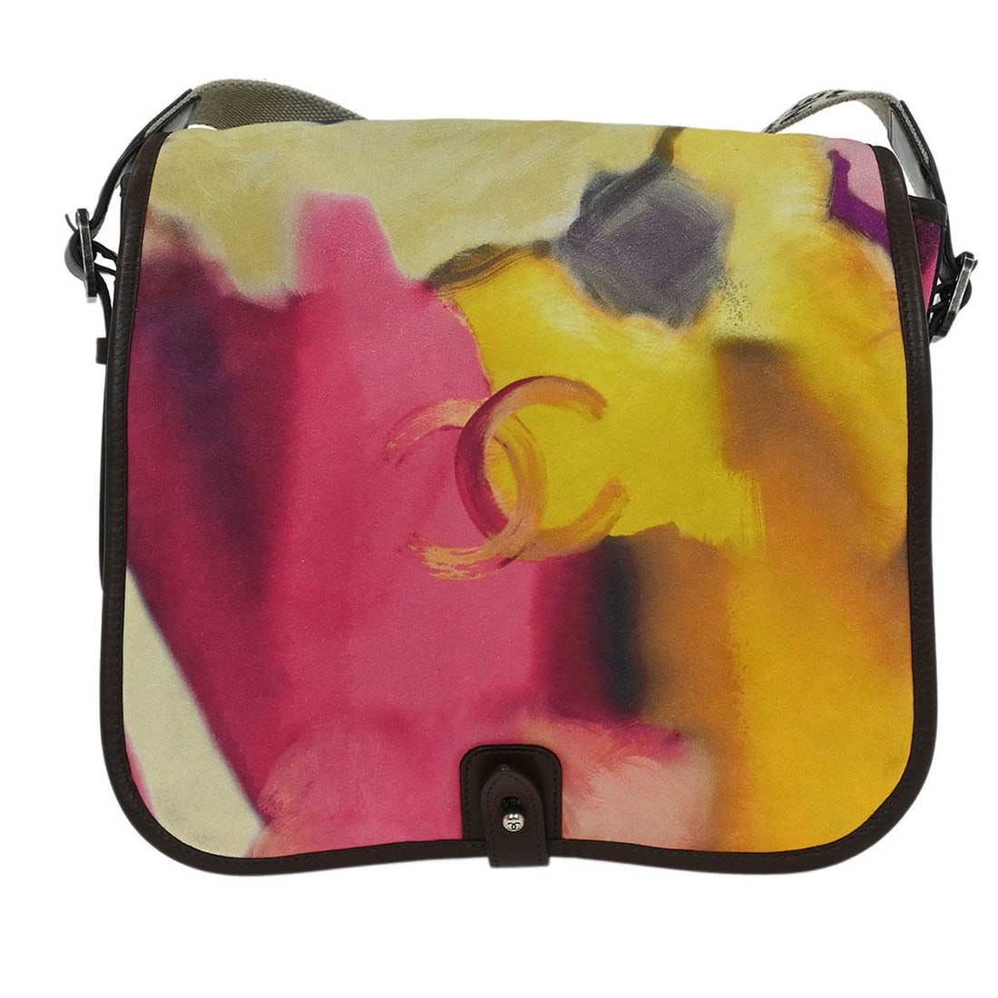 Chanel Multicolor Nubuck Flower Power Shoulder Messenger Bag: Chanel Multicolor Nubuck Flower Power Shoulder Messenger Bag This Chanel Flower Power Messenger Bag is crafted from multicolor printed nubuck suede, designed for women. It features a compact square sh
