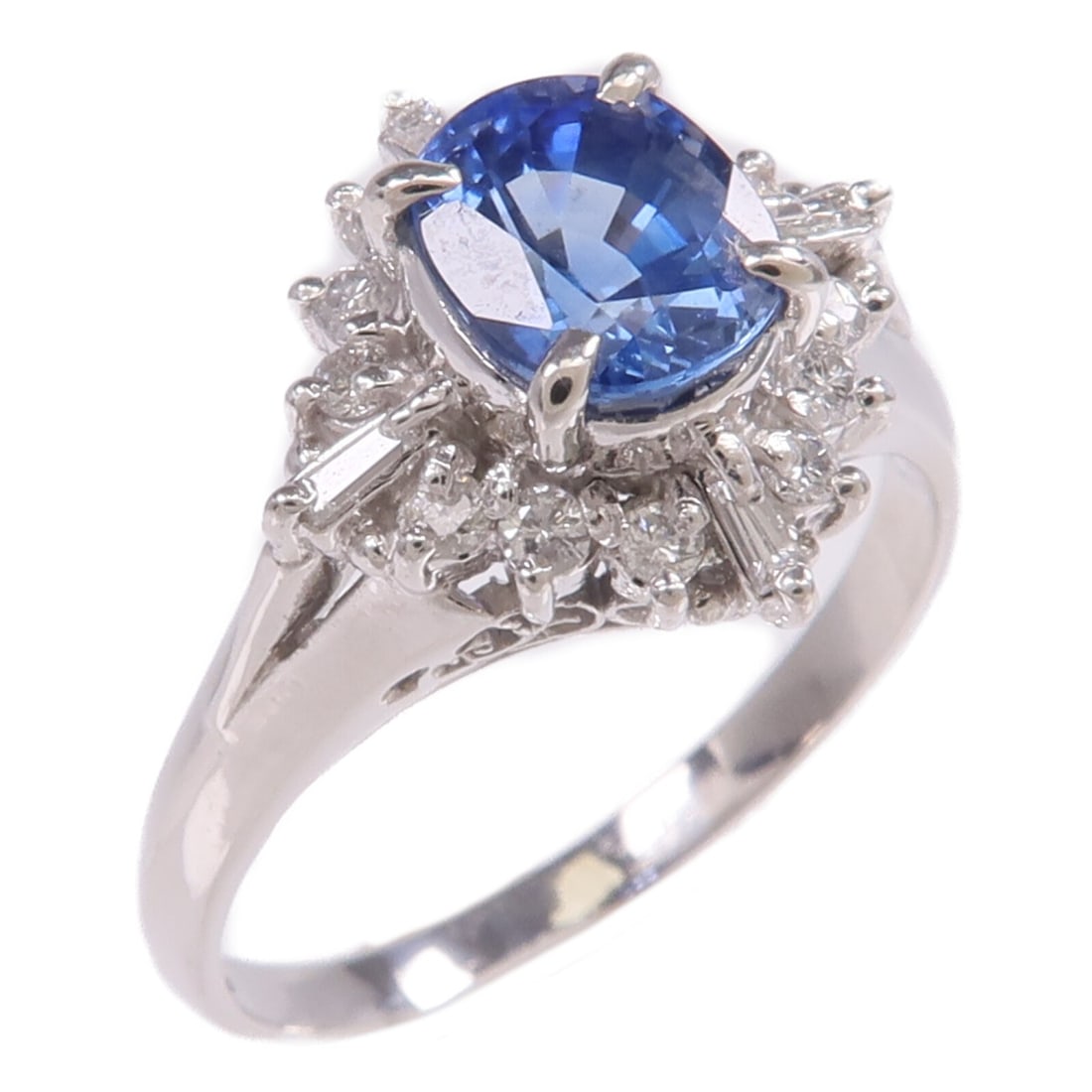 Platinum PT900 Blue Crystal Ring Size 7 (1 of 8)