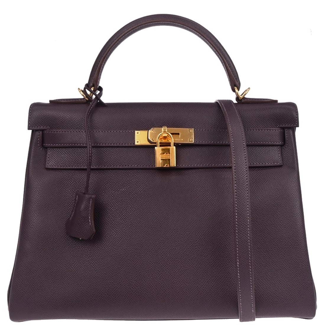 Kelly 32 Raisin Epsom Leather Top Handle Bag by Hermes (1 of 10)