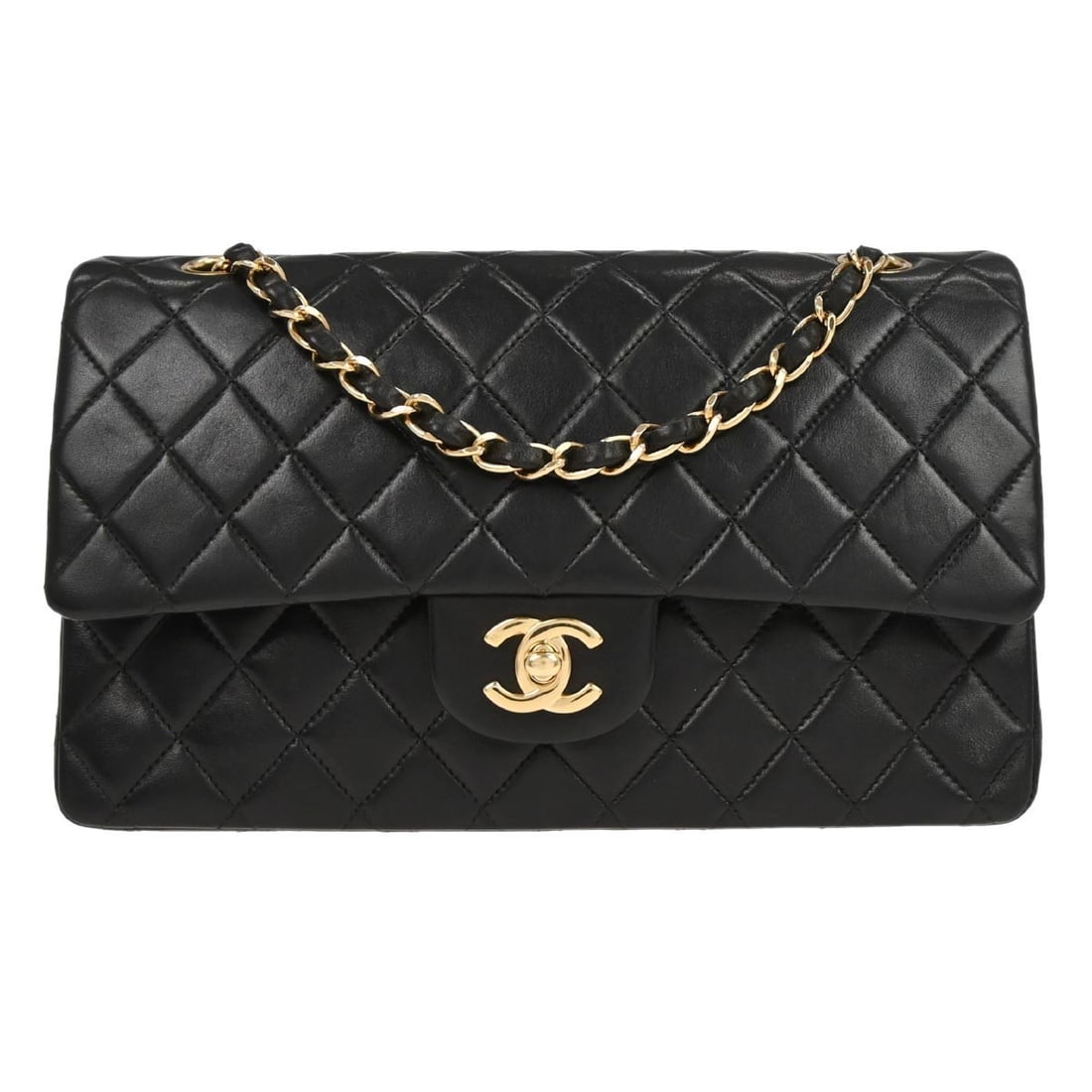 Medium Classic Double Flap Shoulder Bag in Black Lambskin by Chanel (1 of 10)