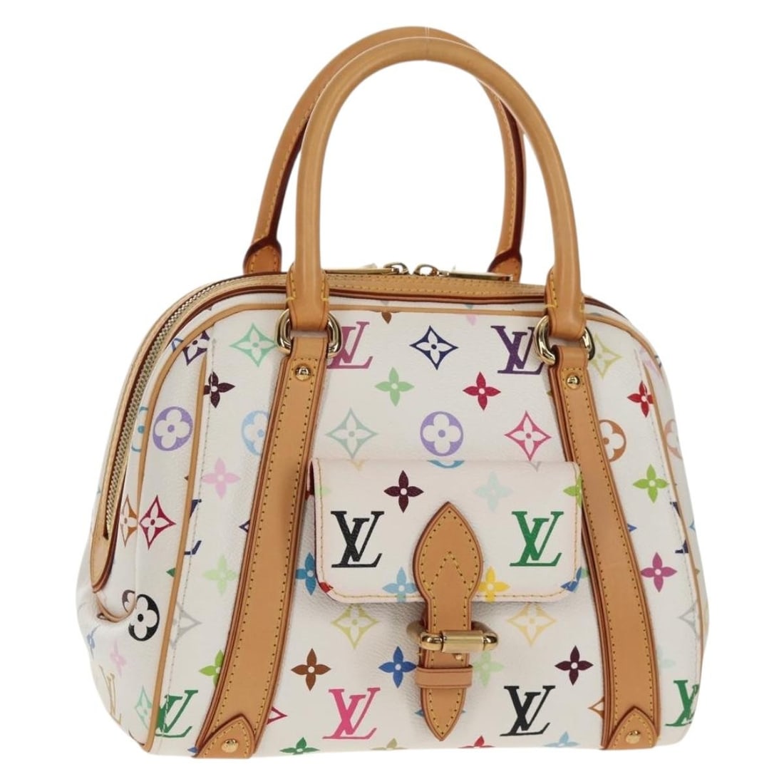 LOUIS VUITTON Monogram Multicolor Priscilla Hand Bag White M40096 Auth (1 of 18)