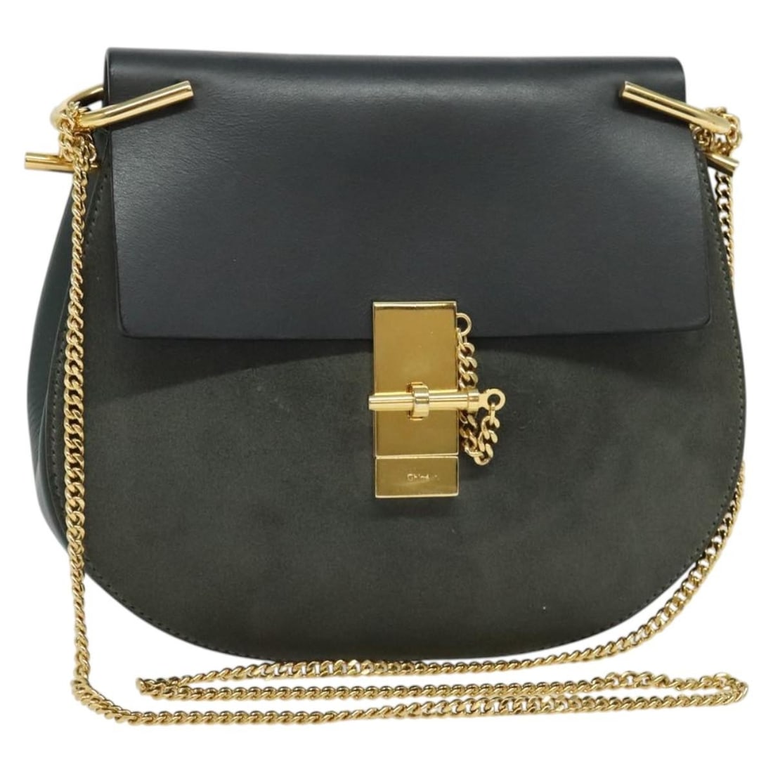 Chloe Chain Drew Shoulder Bag Leather Khaki Gold Made in Italy: Chloe Chain Drew Shoulder Bag Leather Khaki Gold Made in Italy Elevate your accessory collection with this Chloe Chain Drew Shoulder Bag, beautifully crafted in Italy. This stylish shoulder bag featur