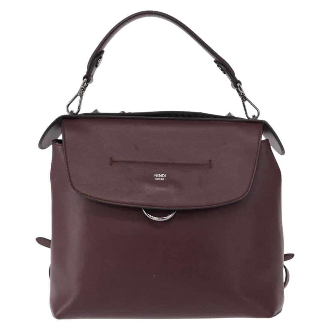Back to School Burgundy Leather Backpack by Fendi: Back to School Burgundy Leather Backpack by Fendi The Fendi Back to School Backpack is crafted from burgundy leather and designed for women. This Italian-made backpack features a compact silhouette wi
