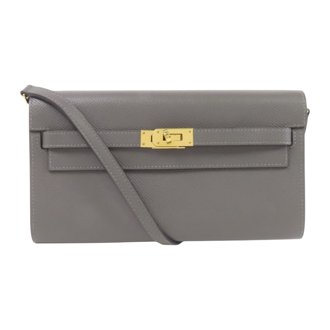 HERMES Kelly To Go Shoulder Bag Epsom Leather Gris Mayer: HERMES Kelly To Go Shoulder Bag Epsom Leather Gris Mayer Introducing the elegant HERMES Kelly To Go Shoulder Bag, crafted from high-quality Epsom calfskin leather in a sophisticated Gris Mayer grey co