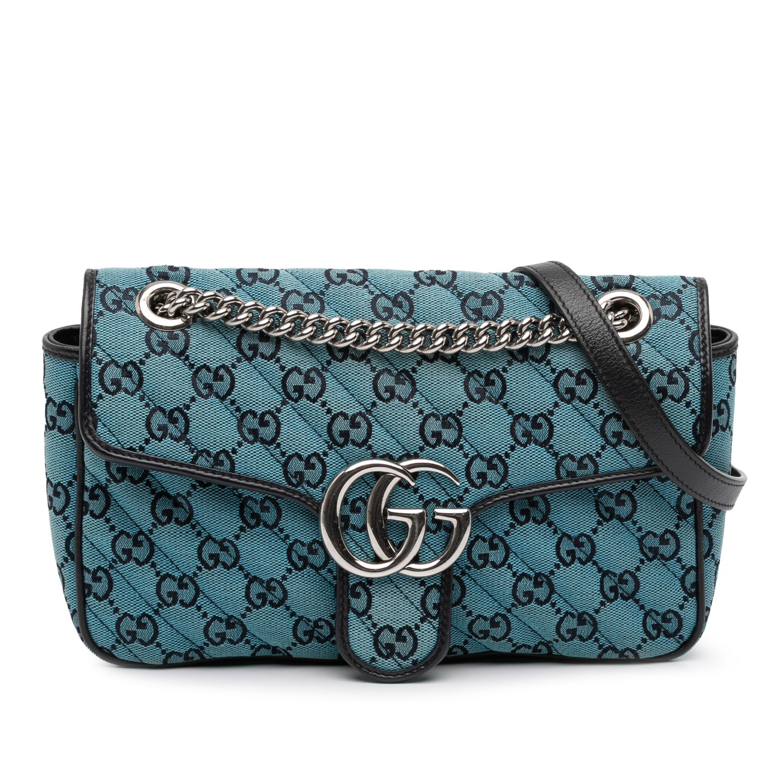 Gucci Medium GG Marmont Diagonal GG Canvas Shoulder Bag Blue: Gucci Medium GG Marmont Diagonal GG Canvas Shoulder Bag Blue This Gucci Medium GG Marmont Matelasse Diagonal GG Canvas Shoulder Bag is a stylish accessory crafted from durable canvas with leather trim