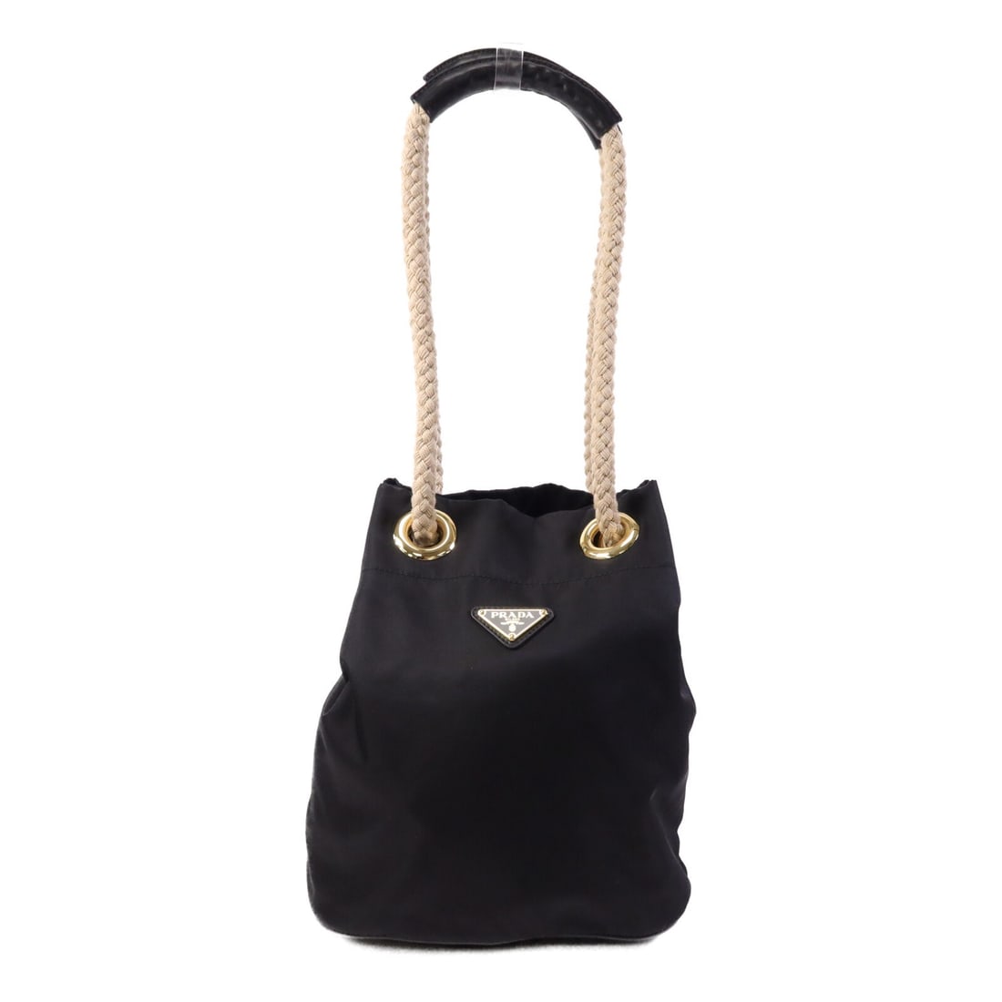 Prada Black Re-Nylon Mariner Shoulder Bag with Gold Hardware 1BE082: Prada Black Re-Nylon Mariner Shoulder Bag with Gold Hardware 1BE082 This Prada Mariner shoulder bag features a black nylon exterior with gold-tone hardware. Made in Italy, it offers a sleek, modern de