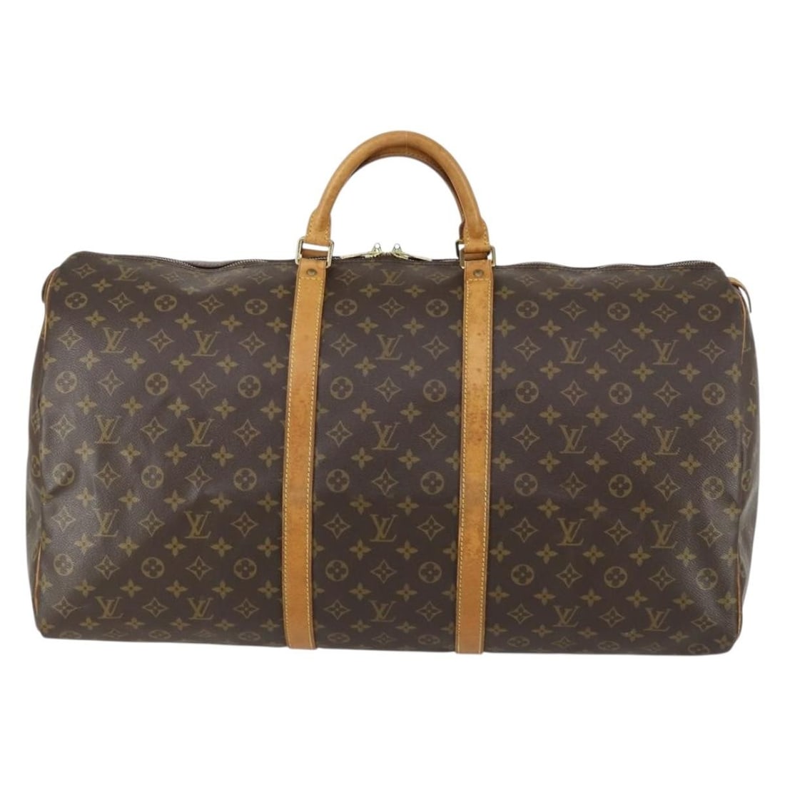 Keepall Monogram Canvas Travel Bag by Louis Vuitton: Keepall Monogram Canvas Travel Bag by Louis Vuitton This Louis Vuitton Keepall bag features the iconic monogram canvas and is designed for unisex use. The bag is brown in color and crafted from canvas