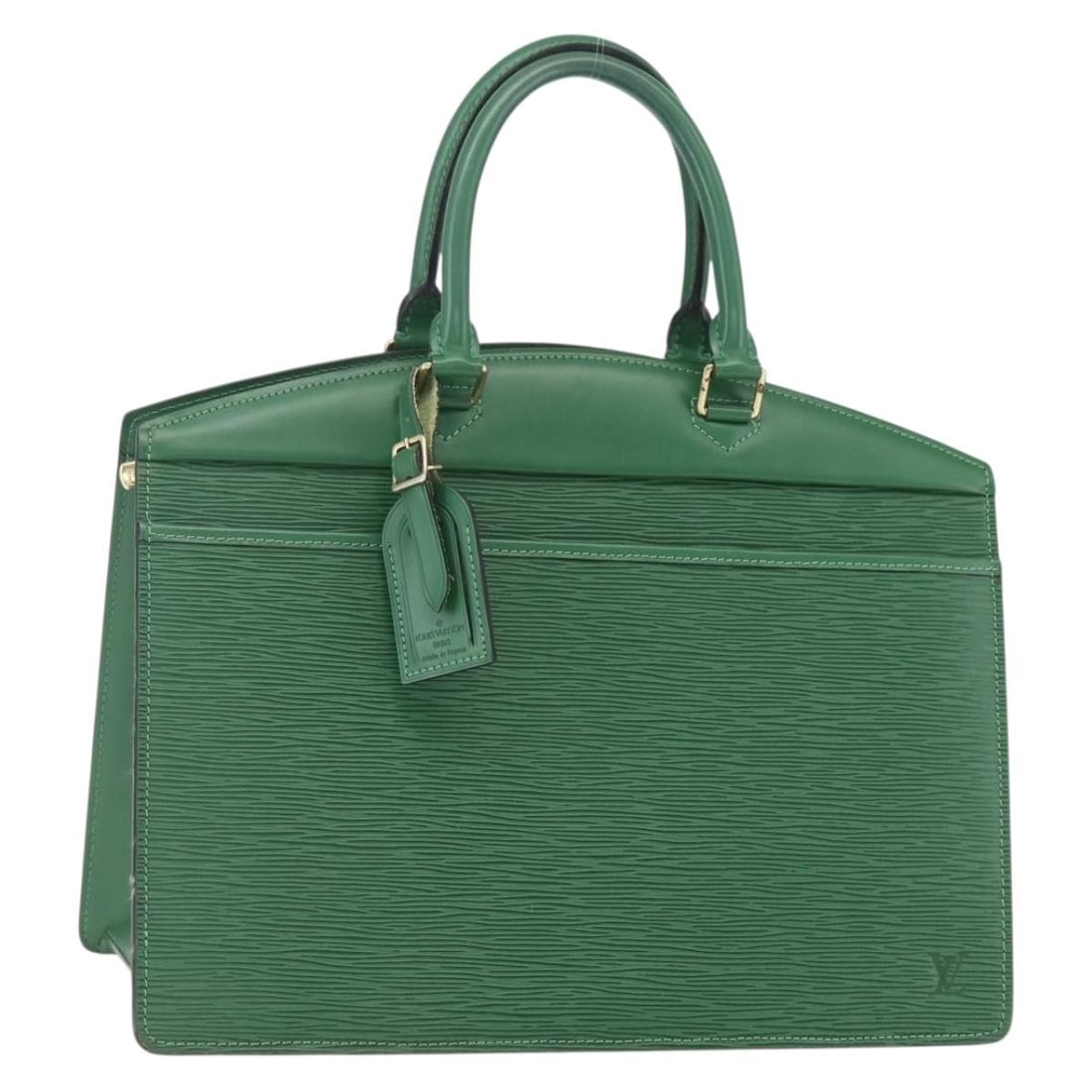 Green Epi Leather Riviera Handbag by Louis Vuitton Model M48184: Green Epi Leather Riviera Handbag by Louis Vuitton Model M48184 This is a Louis Vuitton Epi Riviera handbag in green, crafted from Epi leather. The bag is made in France and features a structured