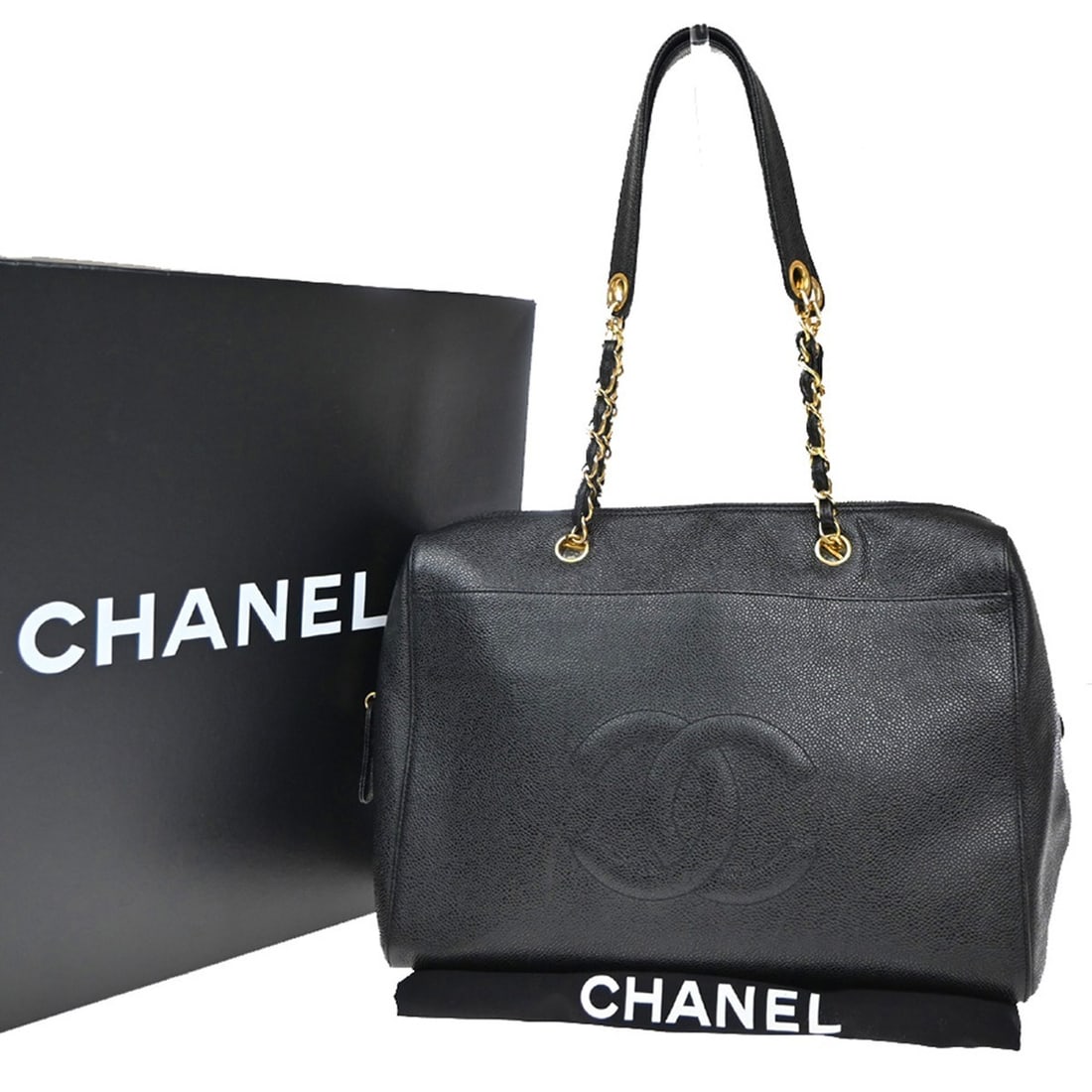 Vintage Chanel Caviar Leather Zip Tote Bag 35cm Black (1 of 17)