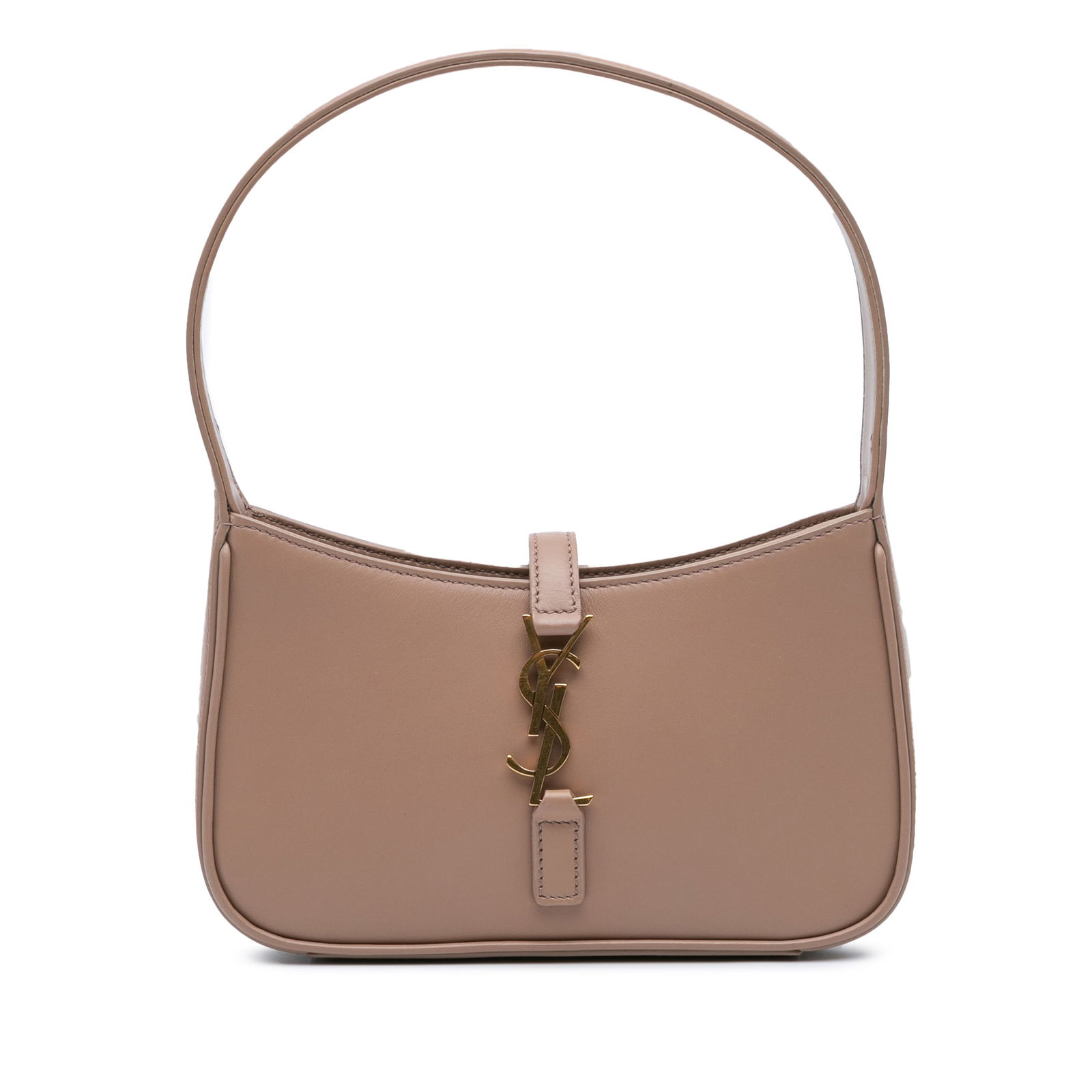 Saint Laurent Le 5 a 7 Mini Brown Leather Shoulder Bag: Saint Laurent Le 5 a 7 Mini Brown Leather Shoulder Bag Introducing the Saint Laurent Mini Calfskin Le 5 a 7 Shoulder Bag, a sophisticated accessory crafted from high-quality leather. This stylish bag
