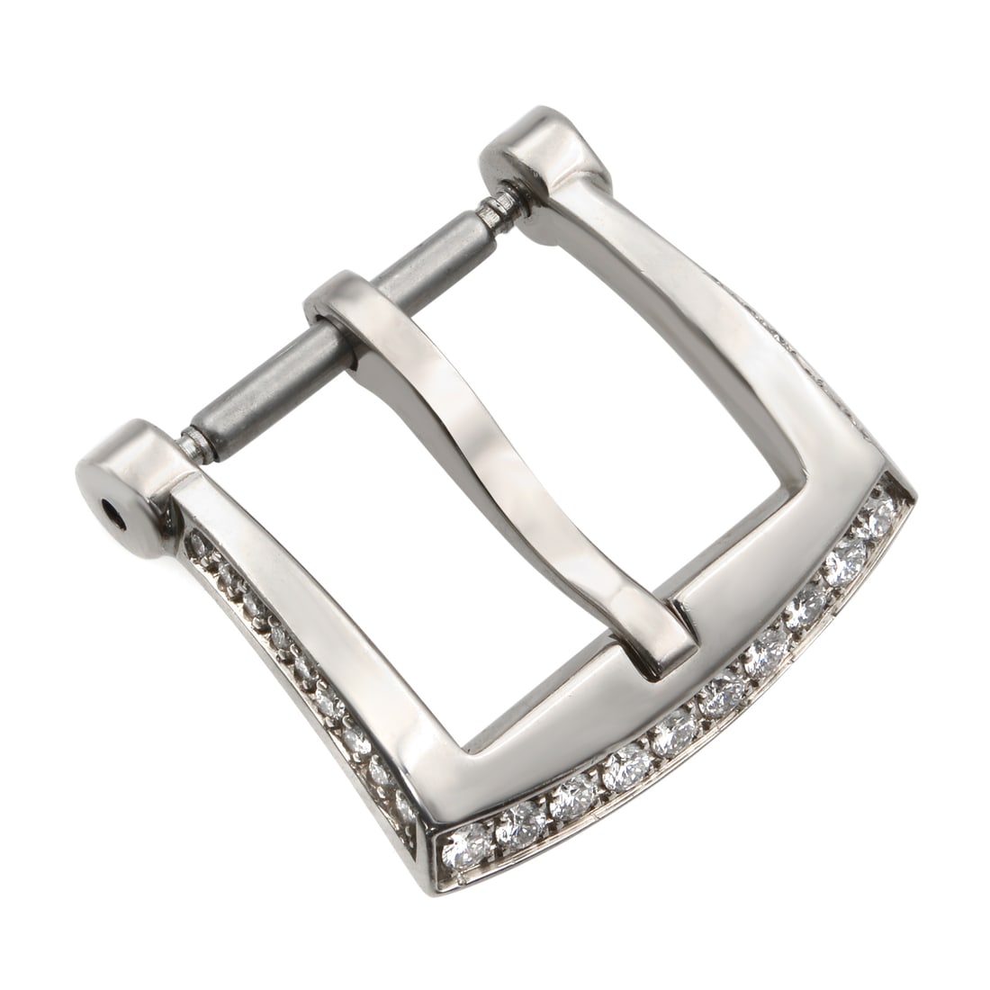 Roger Dubuis 12mm 18K White Gold Diamond Buckle for Excalibur: Roger Dubuis 12mm 18K White Gold Diamond Buckle for Excalibur Enhance your Roger Dubuis timepiece with this luxurious 12mm watch buckle crafted from 18K white gold, adorned with exquisite diamonds. Th