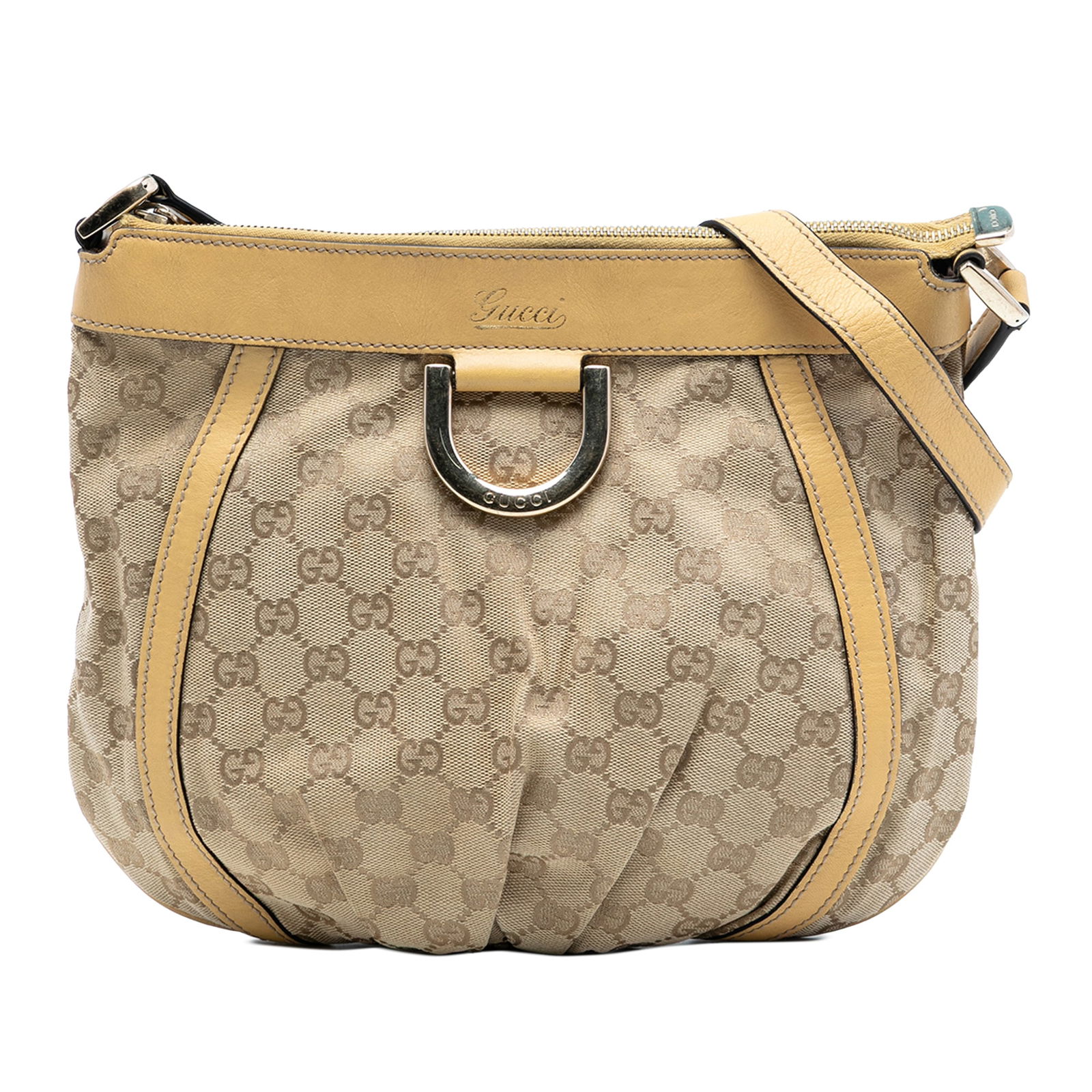 Gucci Abbey D Ring GG Canvas Brown Crossbody Shoulder Bag: Gucci Abbey D Ring GG Canvas Brown Crossbody Shoulder Bag This Gucci GG Canvas Abbey D Ring Crossbody is crafted from brown fabric canvas with leather trim. It features an adjustable flat leather stra