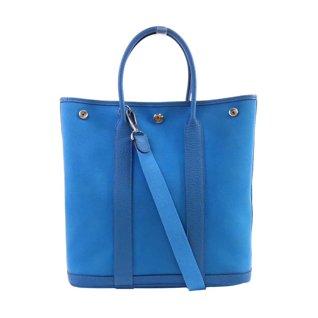 Hermes Garden File PM Blue Canvas and Calfskin Two-Way Shoulder Bag (1 of 17)