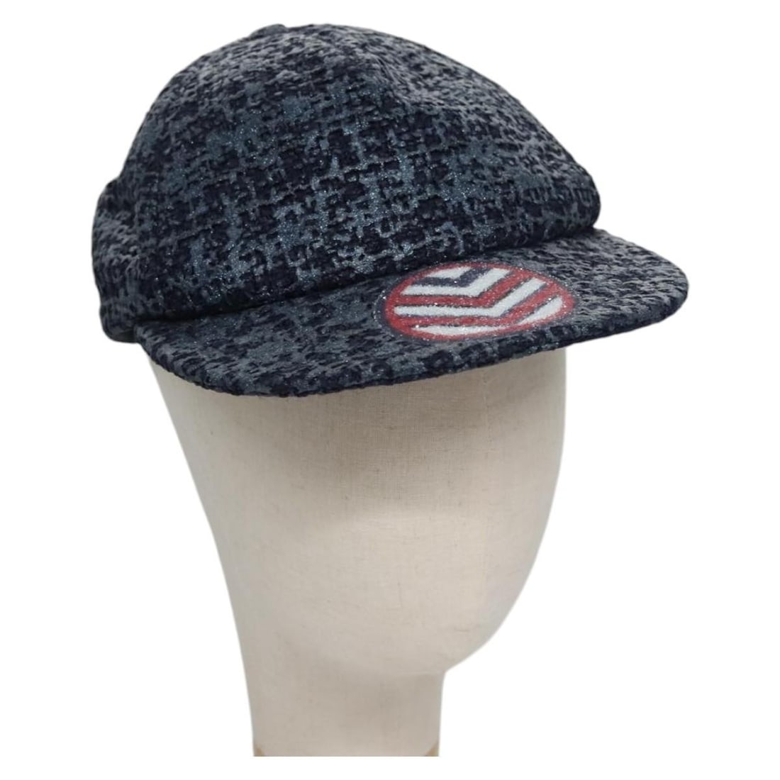 CHANEL Blue PVC Leather Cap Medium Made in France: CHANEL Blue PVC Leather Cap Medium Made in France This stylish CHANEL cap showcases a chic design in blue PVC leather, perfect for adding a touch of elegance to your outfit. Crafted in France, this ca