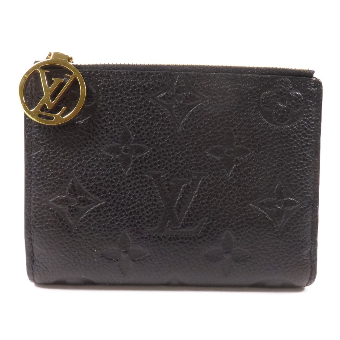 Louis Vuitton Lisa Monogram Empreinte Black Bi-fold Wallet M83365 Calfskin: Louis Vuitton Lisa Monogram Empreinte Black Bi-fold Wallet M83365 Calfskin This Louis Vuitton Lisa Short Wallet features a bi-fold design crafted from black calfskin leather with monogram empreinte de