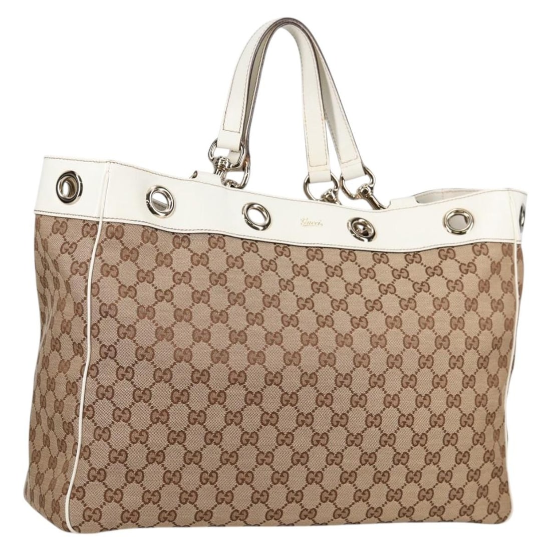 GUCCI GG Canvas Tote Bag Beige Gold 153033 Made in Italy Auth (1 of 18)