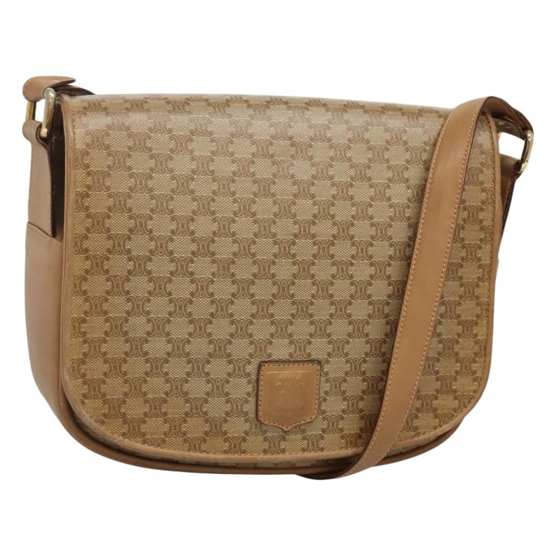 Celine Macadam Beige Canvas and Leather Vintage Shoulder Bag: Celine Macadam Beige Canvas and Leather Vintage Shoulder Bag This Celine Vintage Macadam Shoulder Bag is crafted from beige canvas with leather trim and features a classic shoulder bag silhouette. The